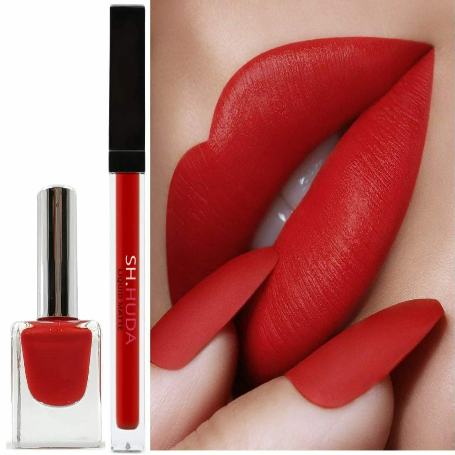  Beauty Makeup Combo of Liquid Matte Lipstick with Matching Shade Nail  Polish (Red Edition) - JioMart