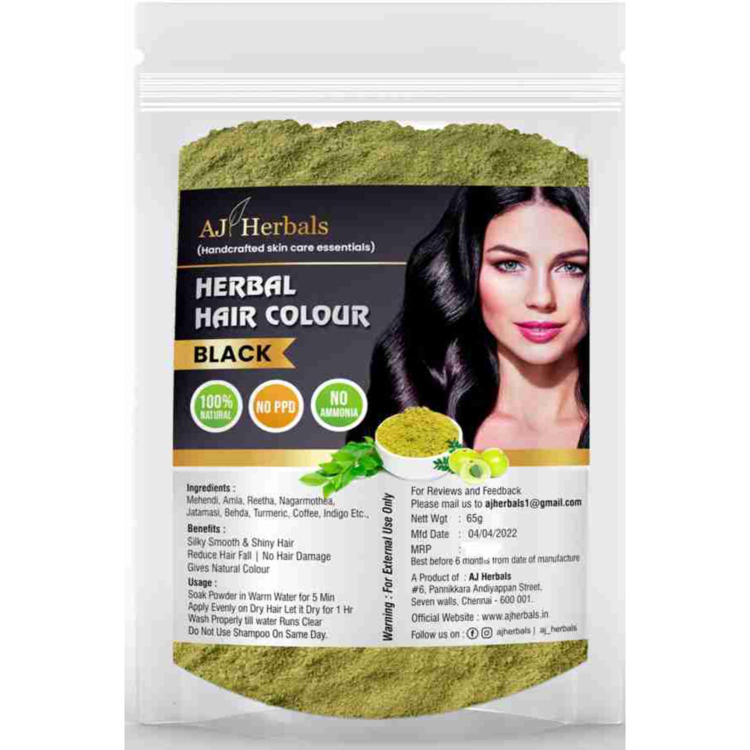 AJ Herbals Herbal Hair Color, Henna Based 100%Natural Handmade Hair pack, NO  PPD , Black -30g - JioMart