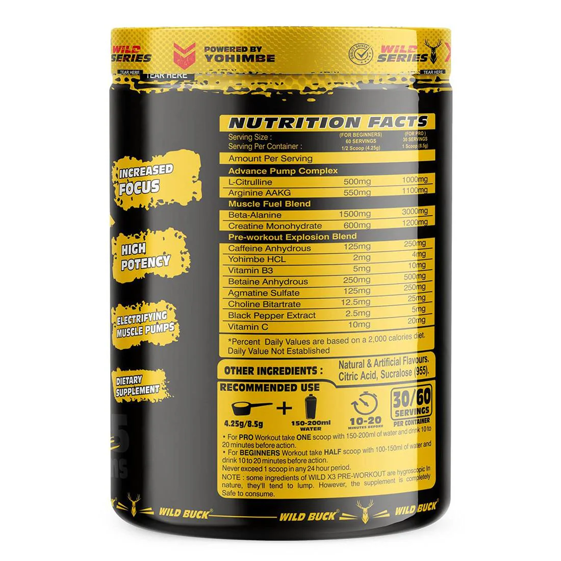 rehacer × WILD THINGS Buy Wild Buck Wild Pre-X3 Hardcore Pre-Workout with Shaker, 255 g
