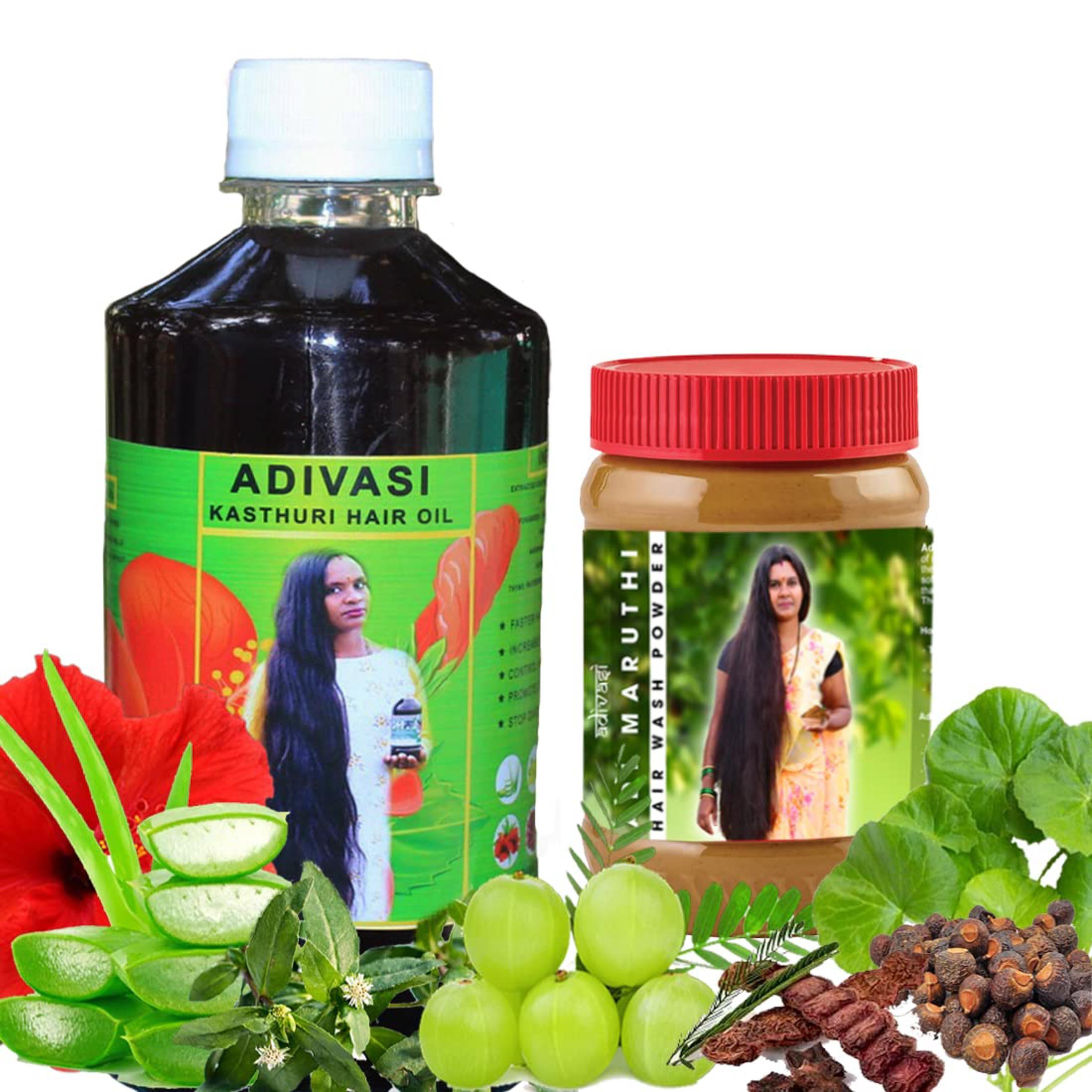 Adi Sri Maruthi Herbal Hair Oil 250Ml And Wash Powder 200G For Growth And  Anti Hairfall Control Pack Of 2 - JioMart