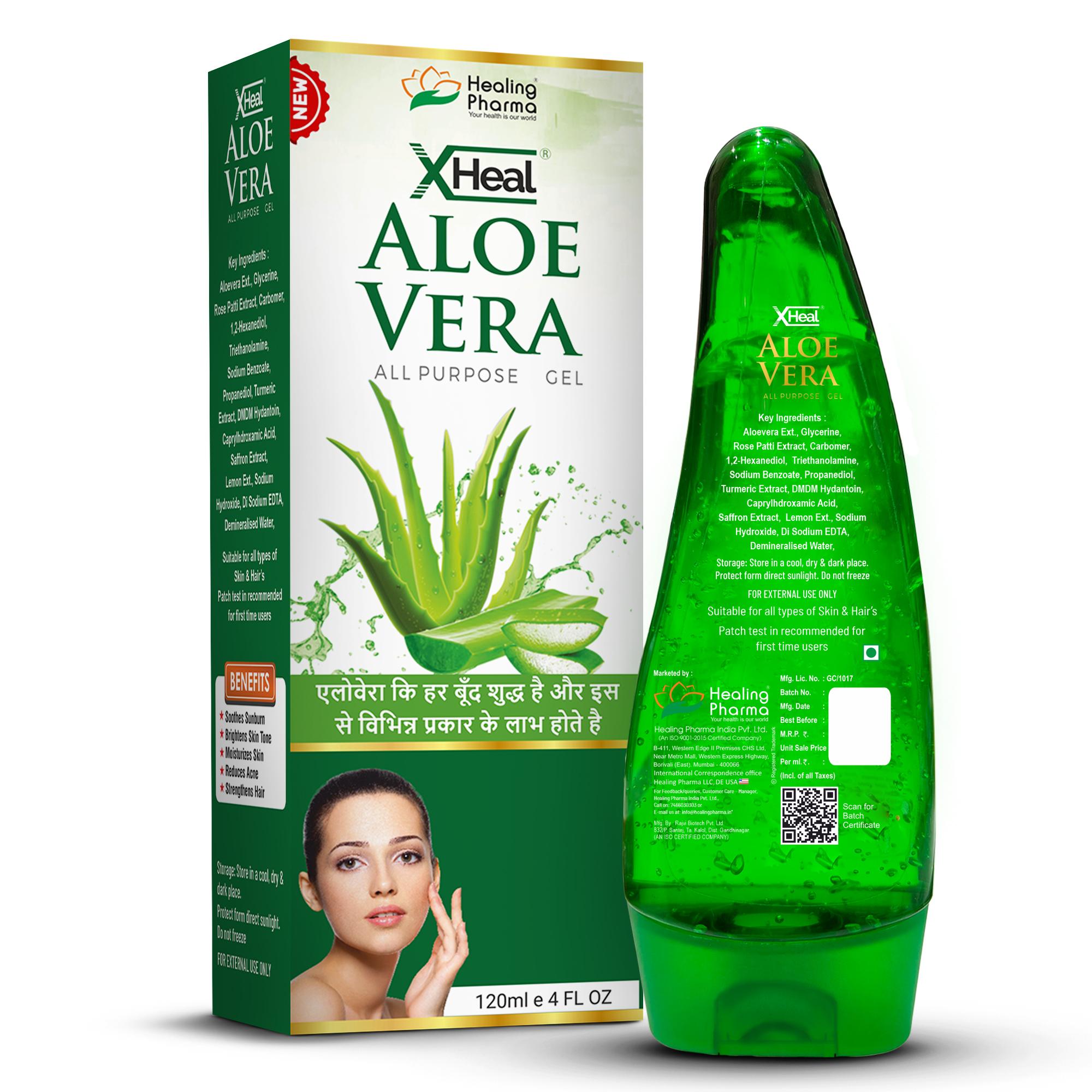 Buy Healing Pharma - Xheal Aloe Vera Gel For Face & Hair - 120ml x