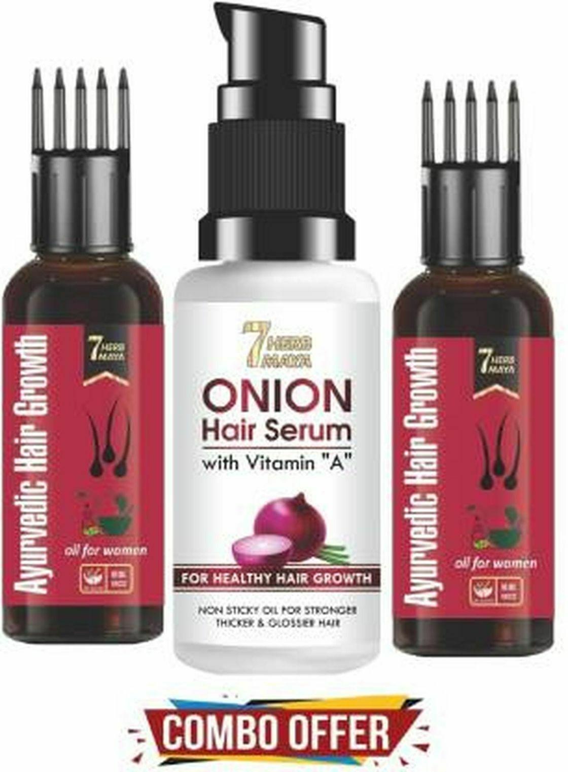 7Herbmaya Ayurvedic Hair Serum and Oil Onion with Olive for Hair Growth  Women (Pack of 2) - JioMart