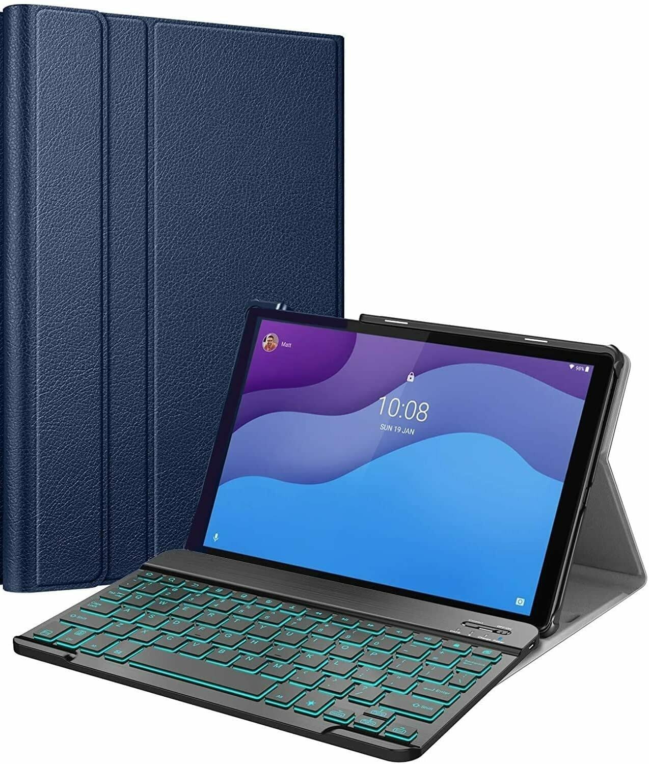 ProElite Keyboard case for Lenovo Tab M10 HD 2nd Gen TB-X306X / Smart Tab  M10 HD 2nd Gen TB-X306F, Magnetic Detachable Wireless Bluetooth Keyboard  Built-in 7-Colors Backlit, Dark Blue - JioMart