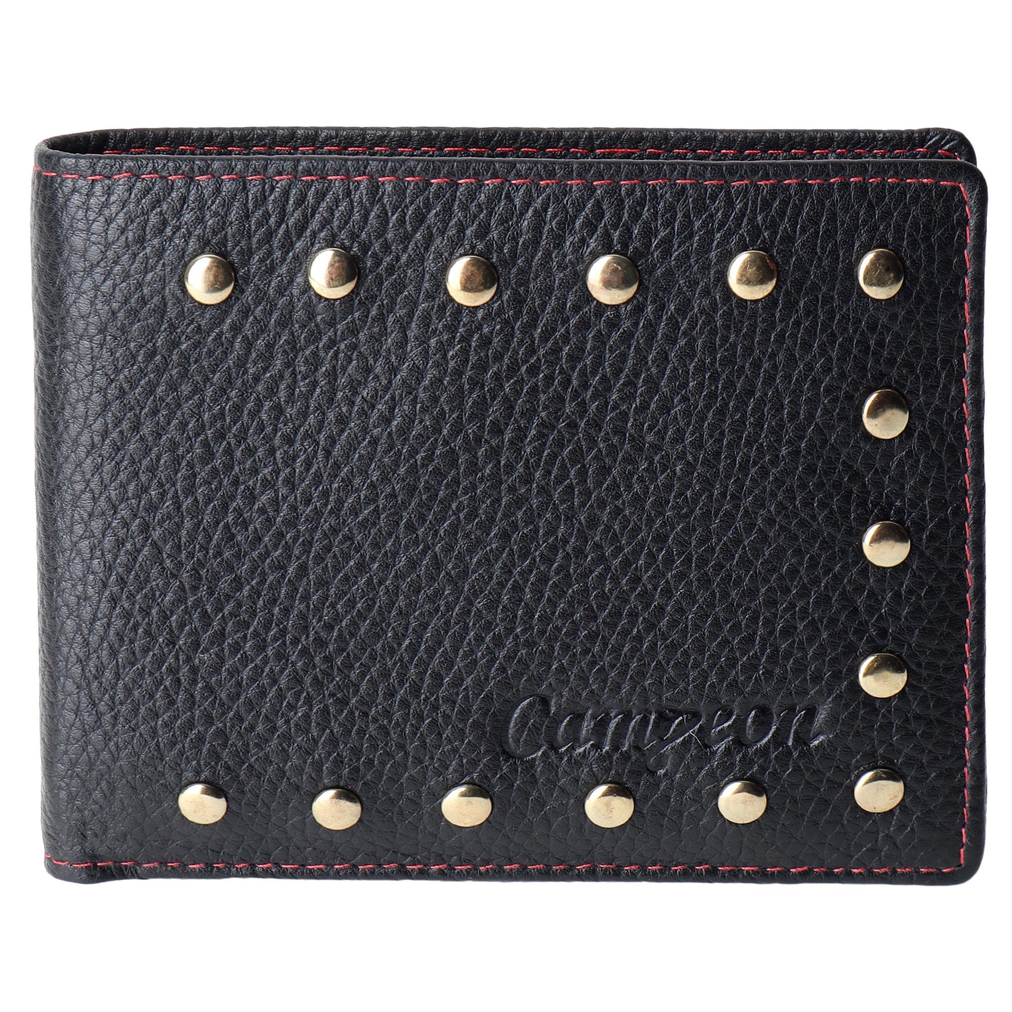 Buy Campeon Golden Rivet Black And Marron Genuine Leather RFID