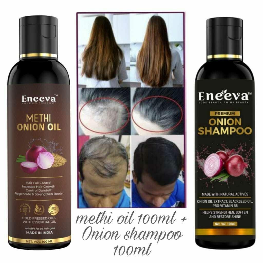 Eneeva Onion Methi Hair Oil and Onion Hair Shampoo 100 ml.+100 ml. - JioMart