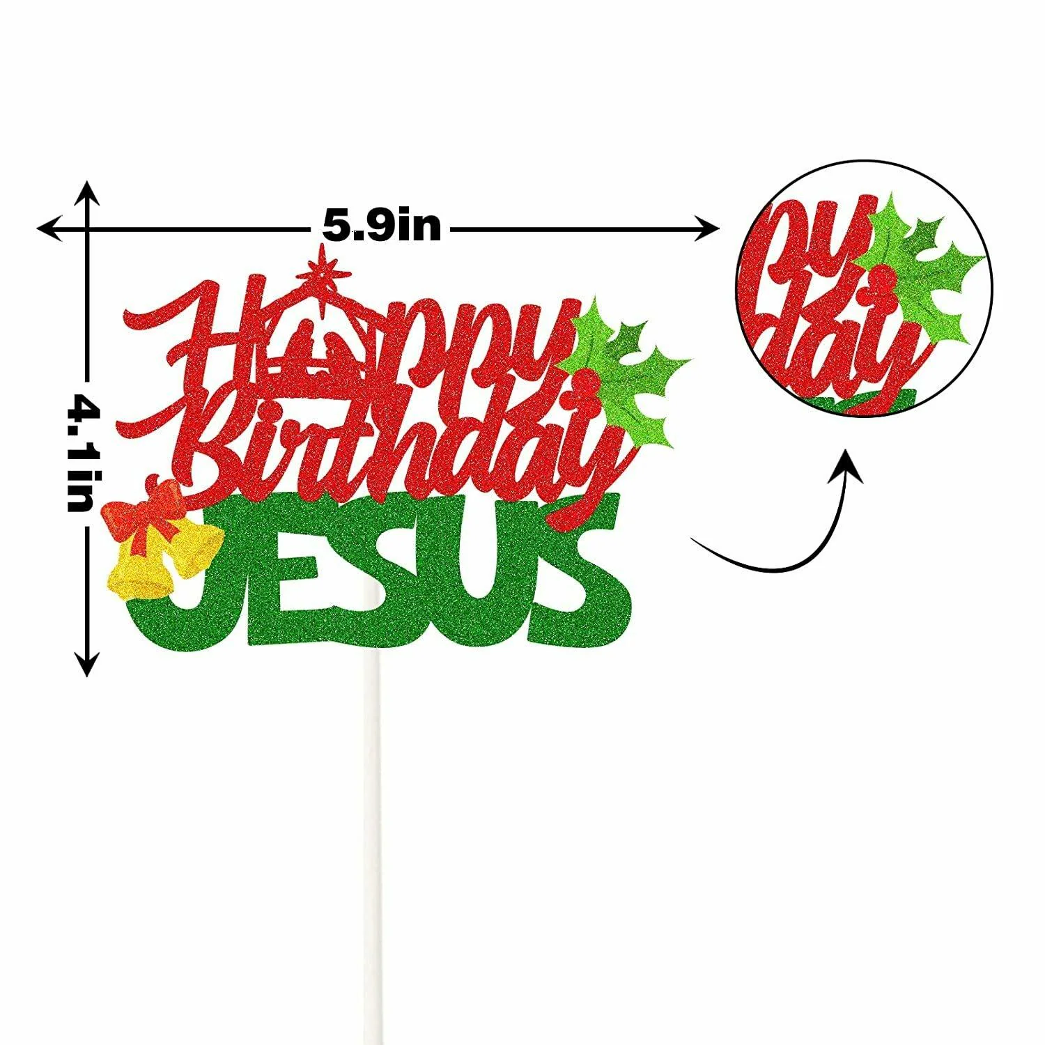 Buy Festiko Happy Birthday Jesus Cake Topper (Red&Green) With Bell