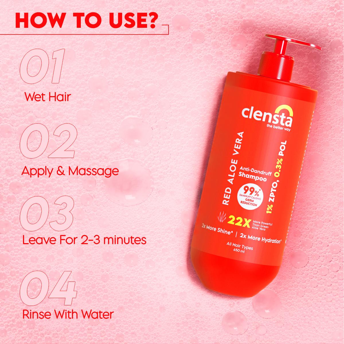 Buy Clensta Red Aloe Vera Anti-Dandruff Shampoo With Zpto & Red