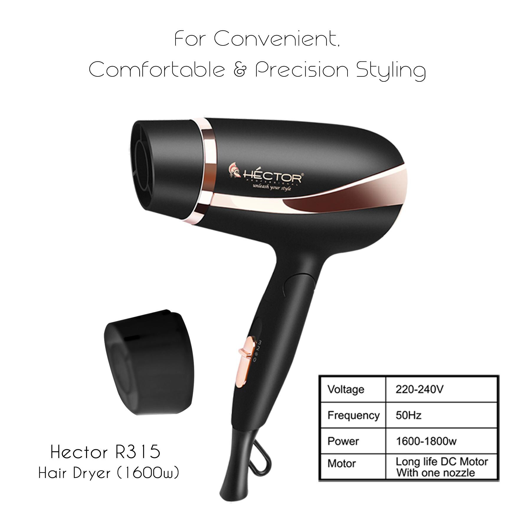 Hector Professional comfortable & Precision Styling Hair Dryer for Women  -1600 watt-Black Beauty - JioMart