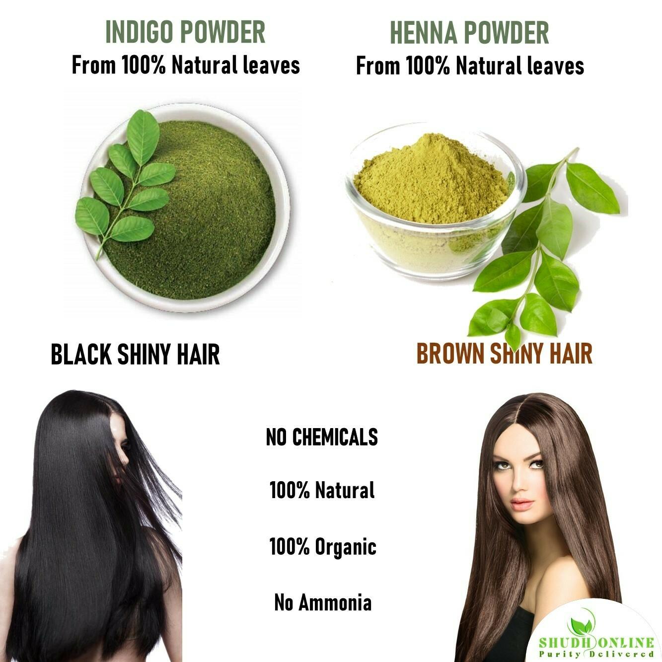 Shudh Online Indigo and Henna Powder (100g each - 200g) Organic for Hair  Colour, Avuri and Mehandi, Neela Amari, Natural Mehndi, Neel Patti,  Neelayamari, Neli Aku - JioMart