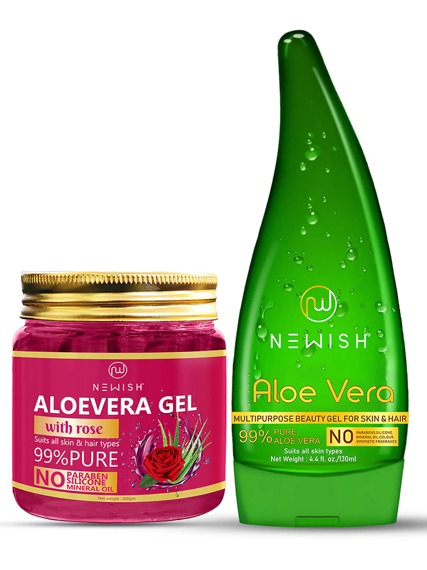 Newish Aloe Vera Gel for Face and Hair | 99% Pure Aloe Vera With Vitamin E  Gel For Skin and Hair Pack of 2 - JioMart
