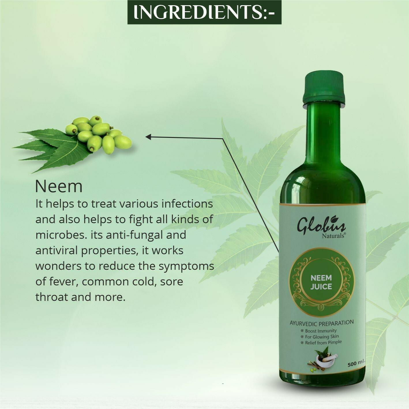 Globus Naturals Neem Juice For Men And Women Natural Healthy Hair And Skin  Detoxifier (500 Ml) - JioMart