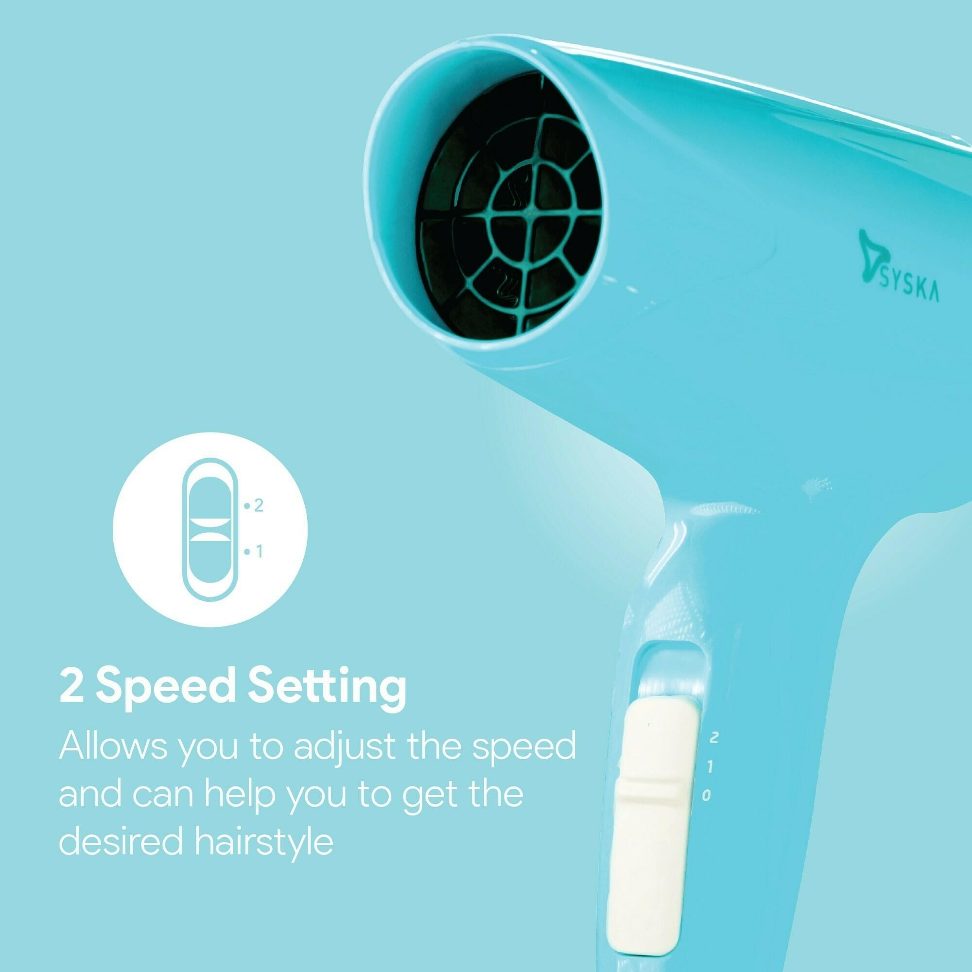 Syska HD1600 Trendsetter Hair Dryer With Heat Balance Technology, 2 Speed  Setting, Blue - JioMart