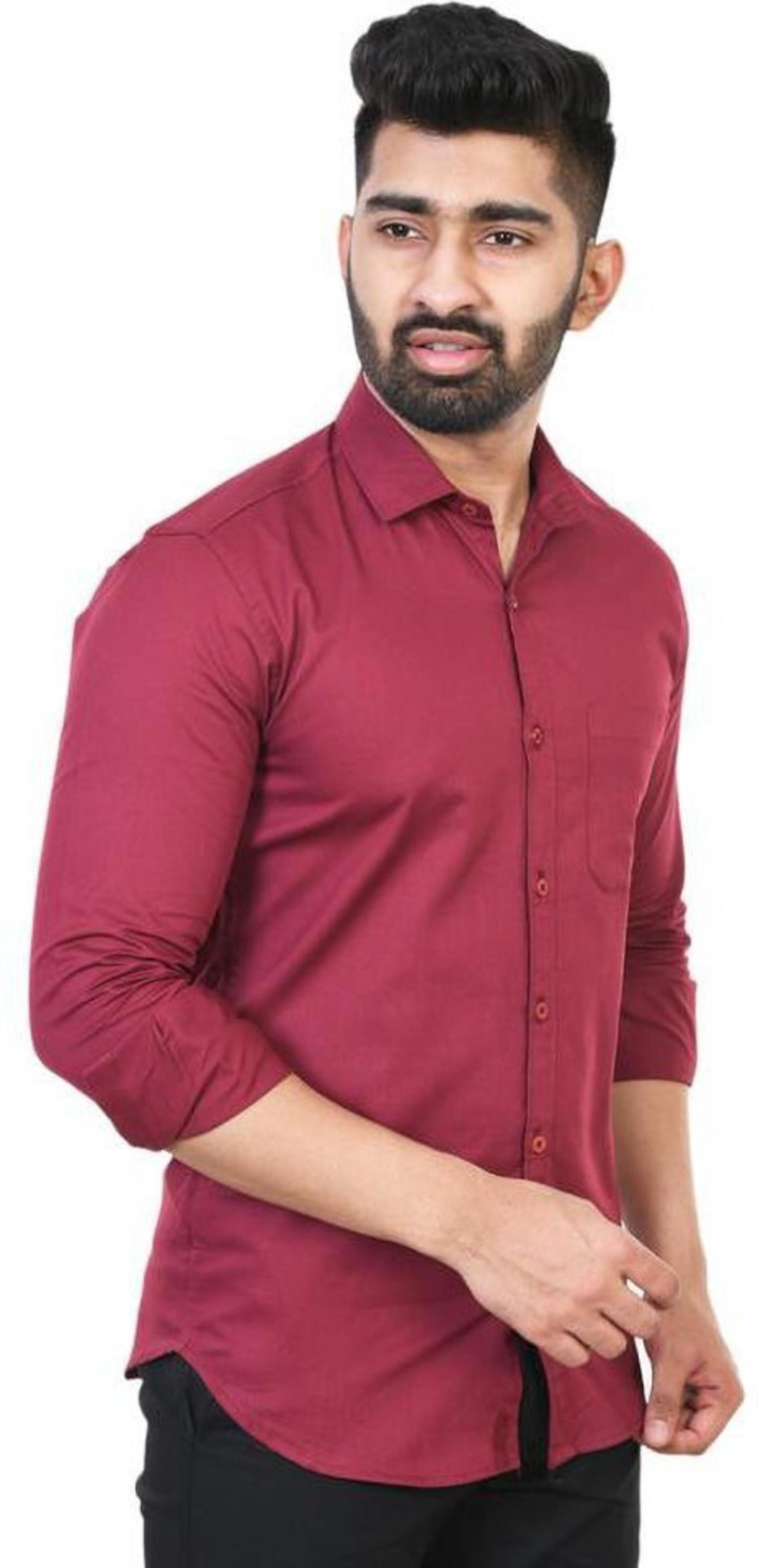 Buy Bought First Men Dark Blue, Maroon Solid Pure Cotton Pack Of 2 Casual  Shirt (M) Online at Best Prices in India - JioMart.