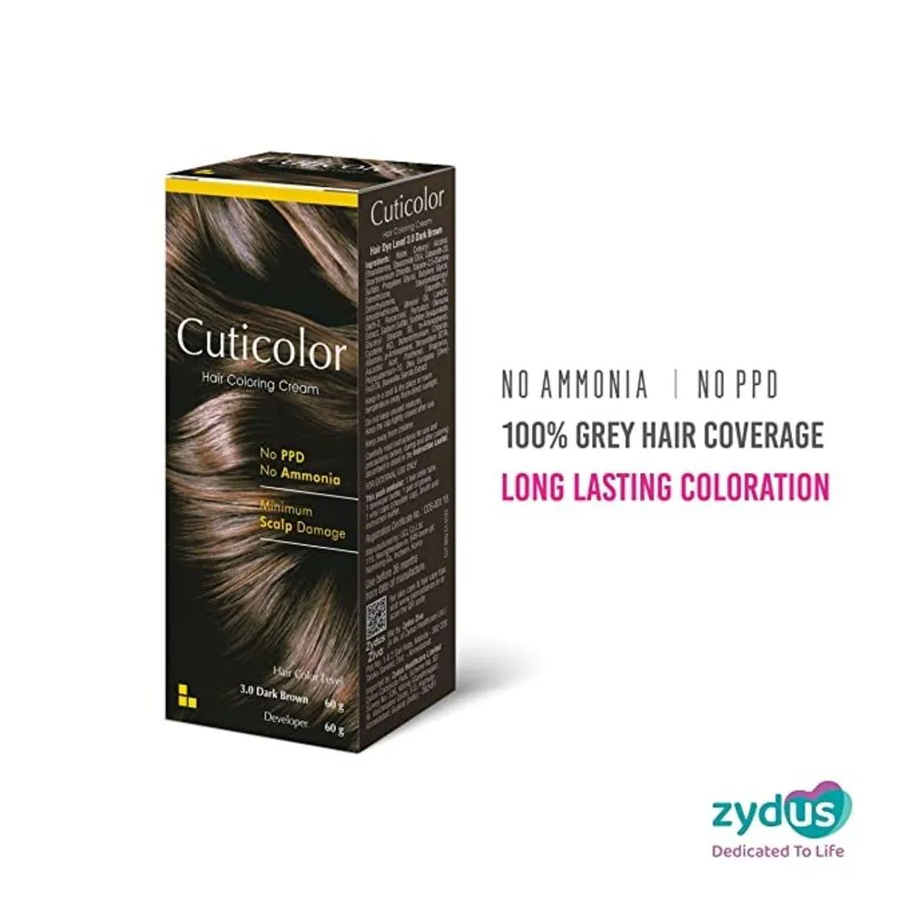 Cuticolor Hair Coloring Cream, Hair Color, 60g + 60g - Dark Brown (Pack of  1) - JioMart