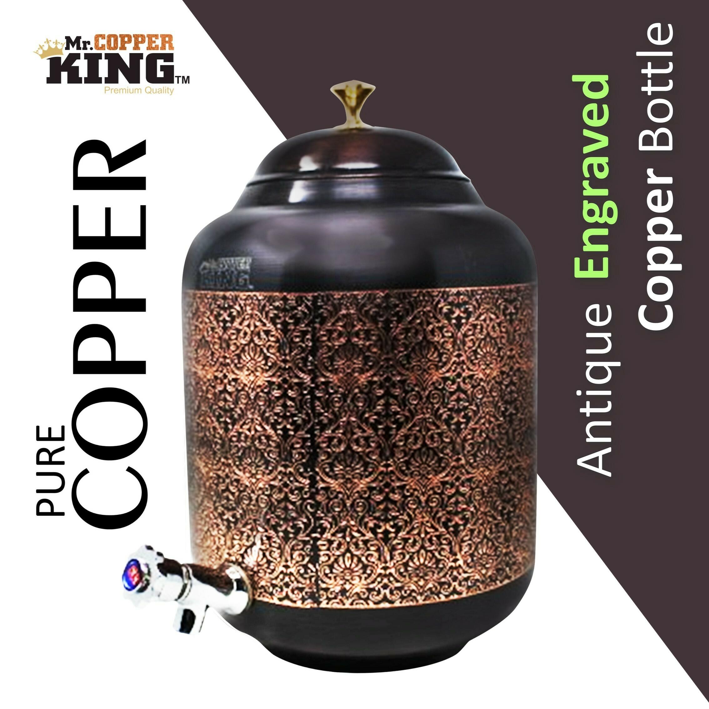 Buy Mr. Copper King Antique Engraved Copper Water Matka Tank 11