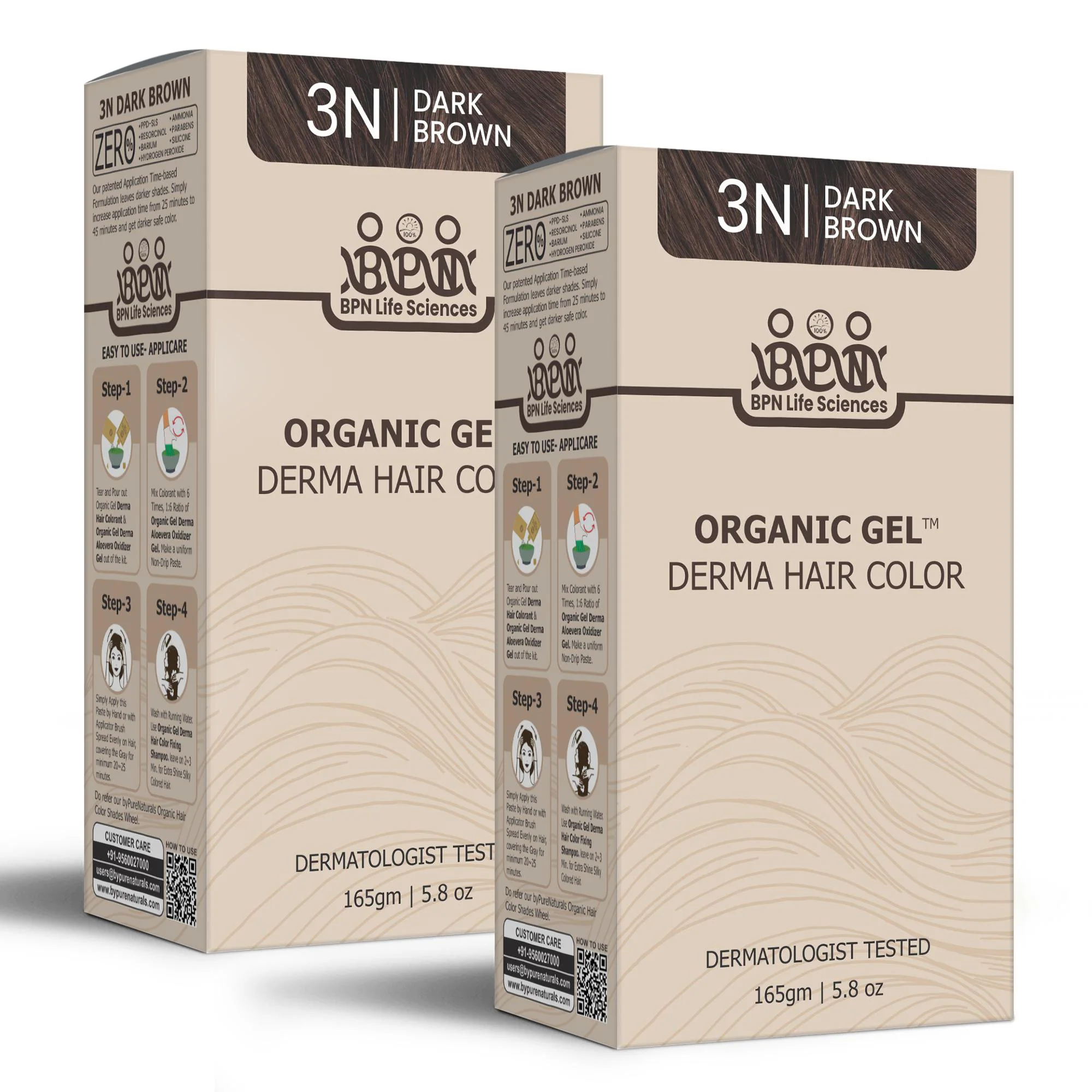 QuikHenna Derma Organic Gel Long Hair Color Dark Brown 3N 165g (pack of 2)  - JioMart