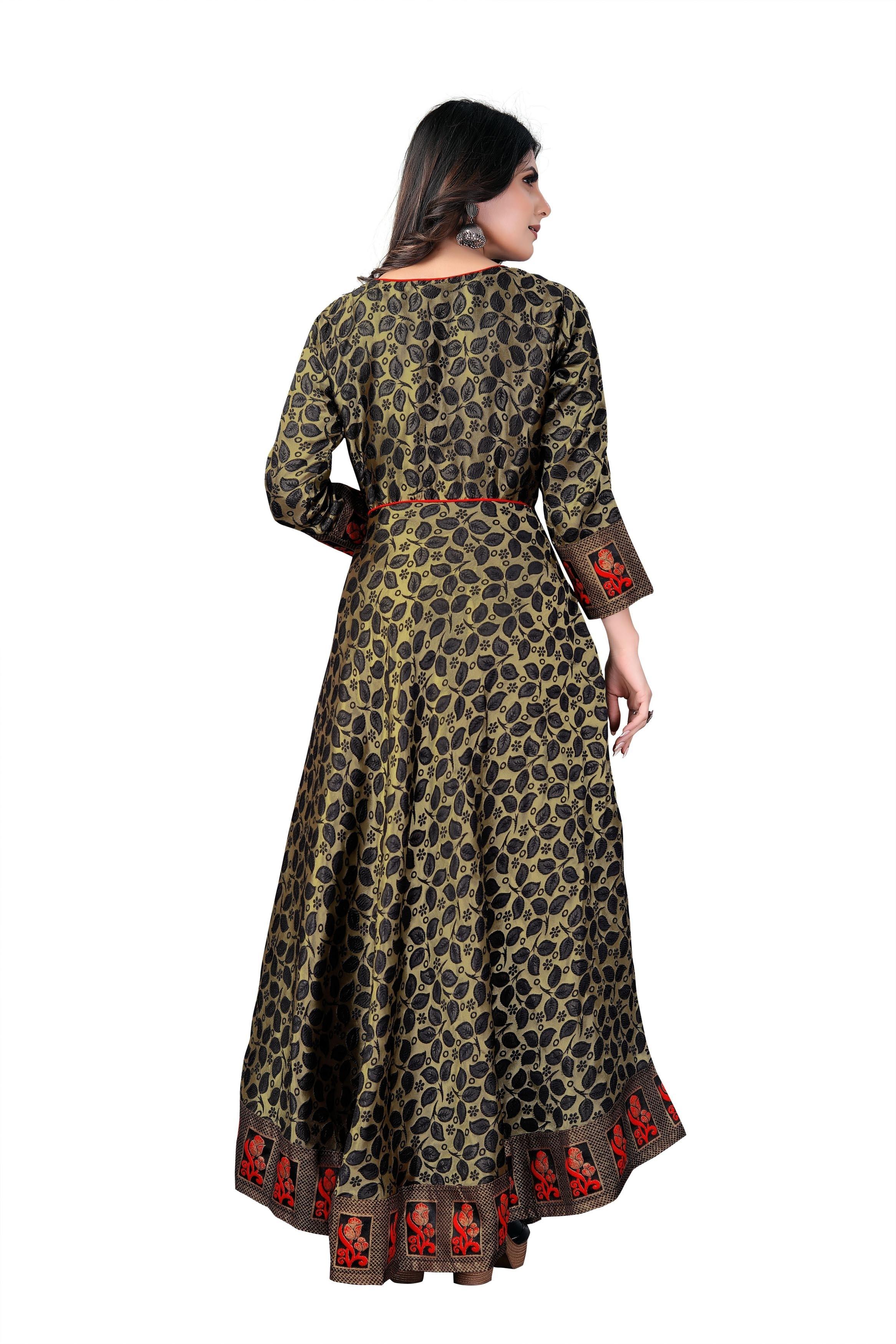 Shivax Impex Women Black Printed Jacquard Anarkali Gown (Xl) - JioMart