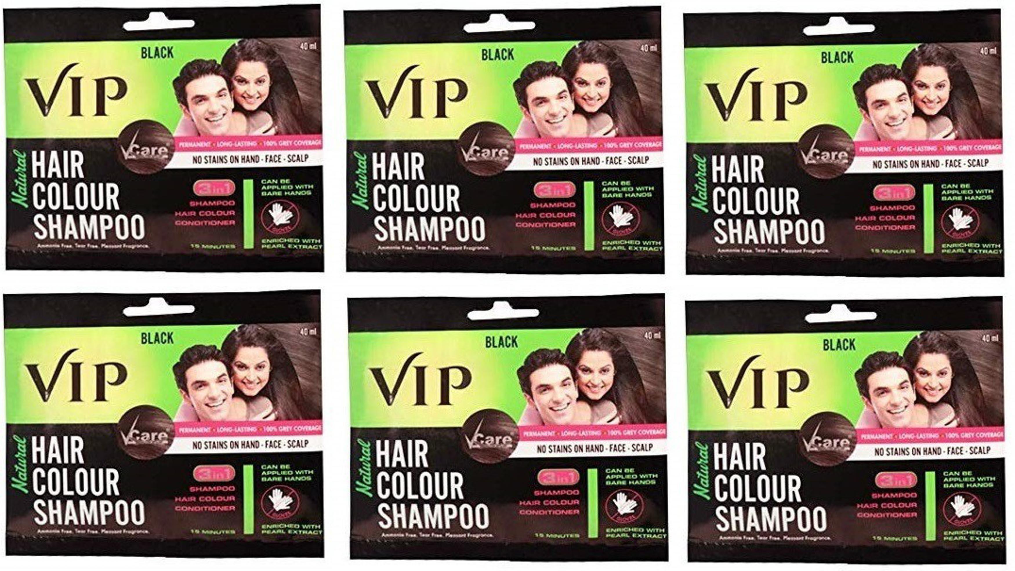Vip 5 In 1 Hair Color Shampoo Black For Men And Women 40 ml Each (6 Pc) -  JioMart