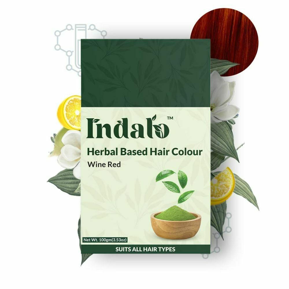 Indalo Herbal Based Wine Red Hair Colour with Amla, Henna and Brahmi,  Ammonia Free, Glossy & Long Lasting for Men & Women - 100gm - JioMart