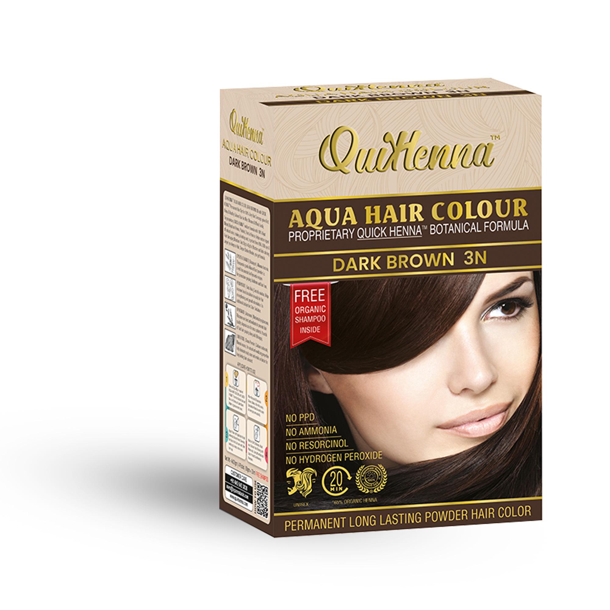 QuikHenna Aqua Powder 3N Dark Brown Hair Color For Unisex 110g - JioMart