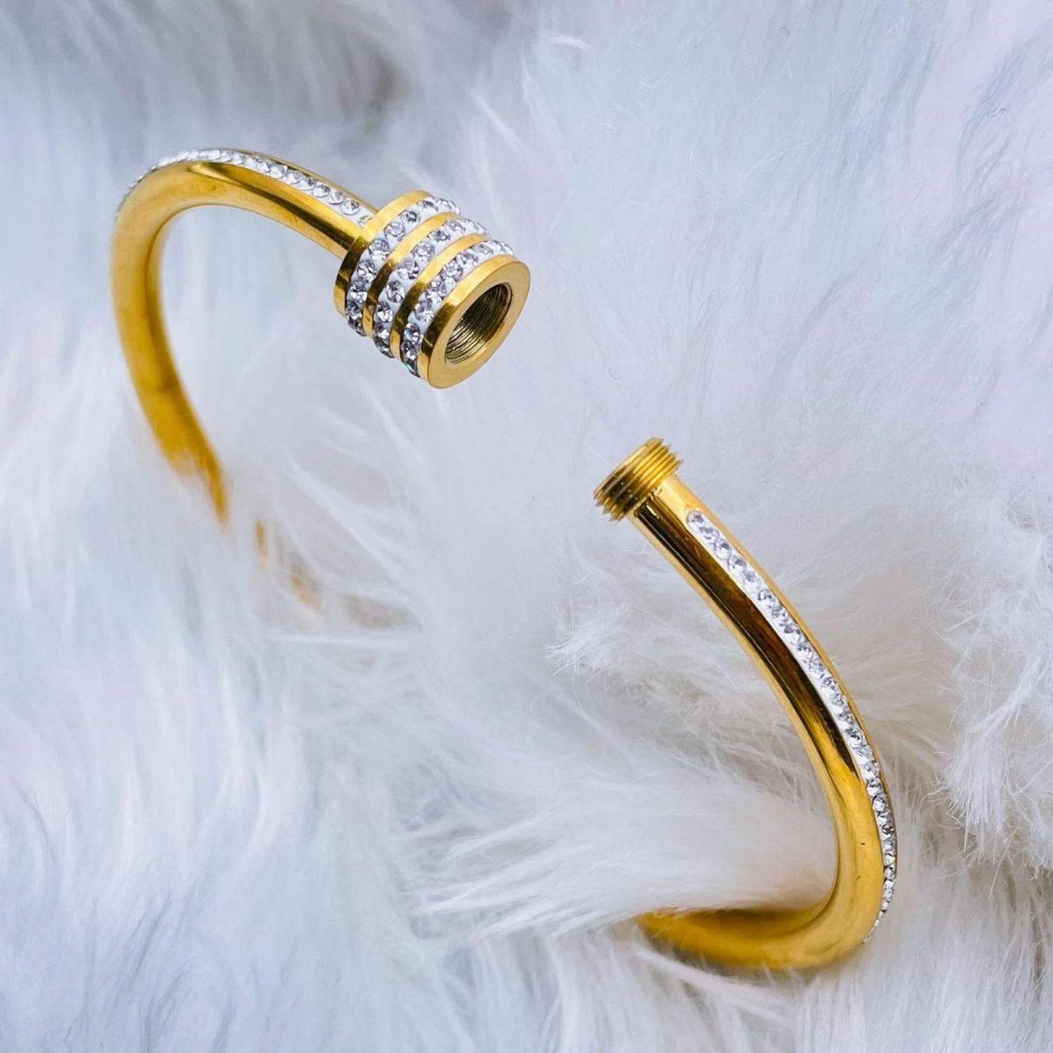 Buy Zivom Studded Lock Cubic Zirconia 18K Gold Stainless Steel