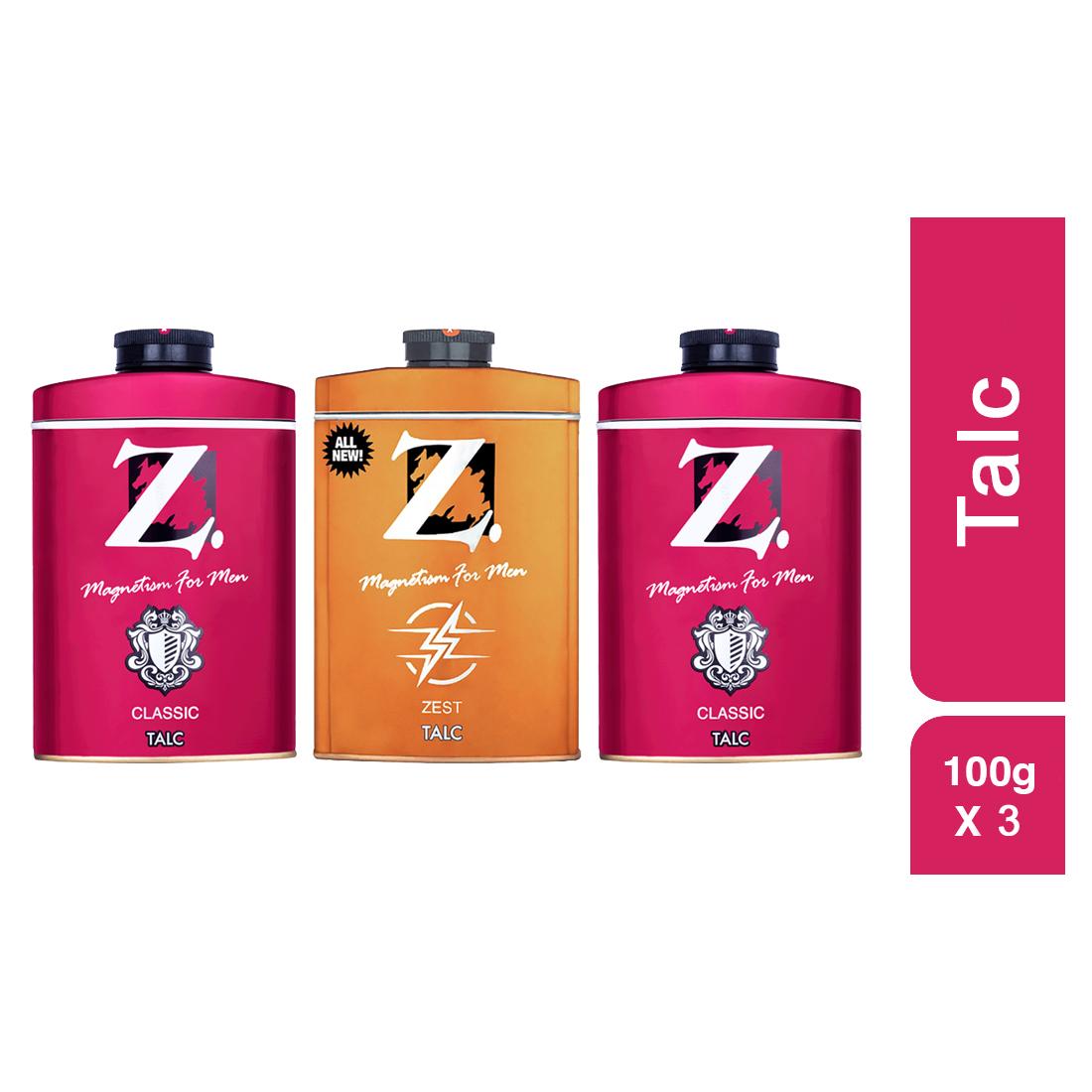 Buy Z Men's Classic Talc 100g X 2 and Zest Talc 100g, Musky