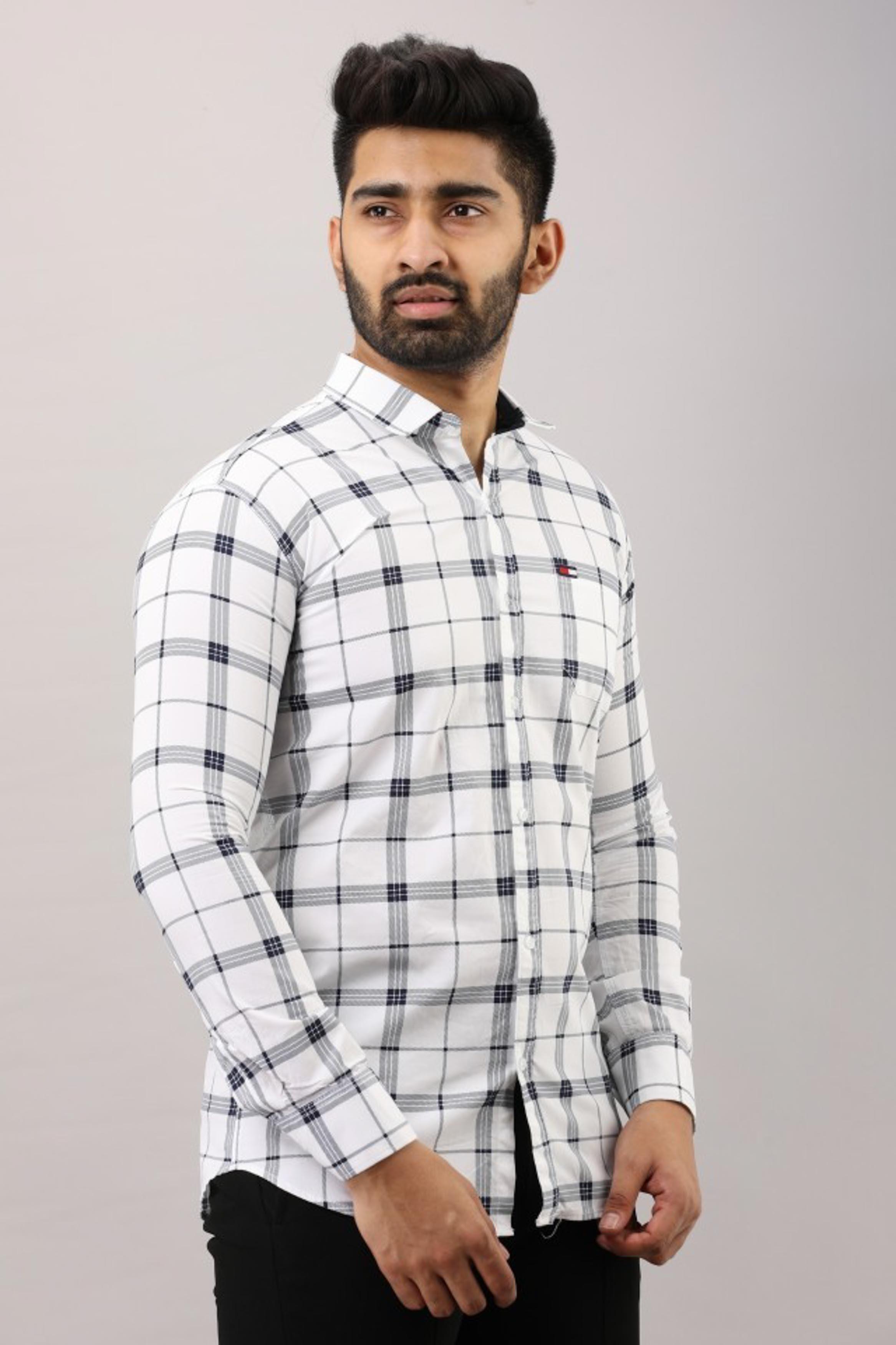 mens white check shirt