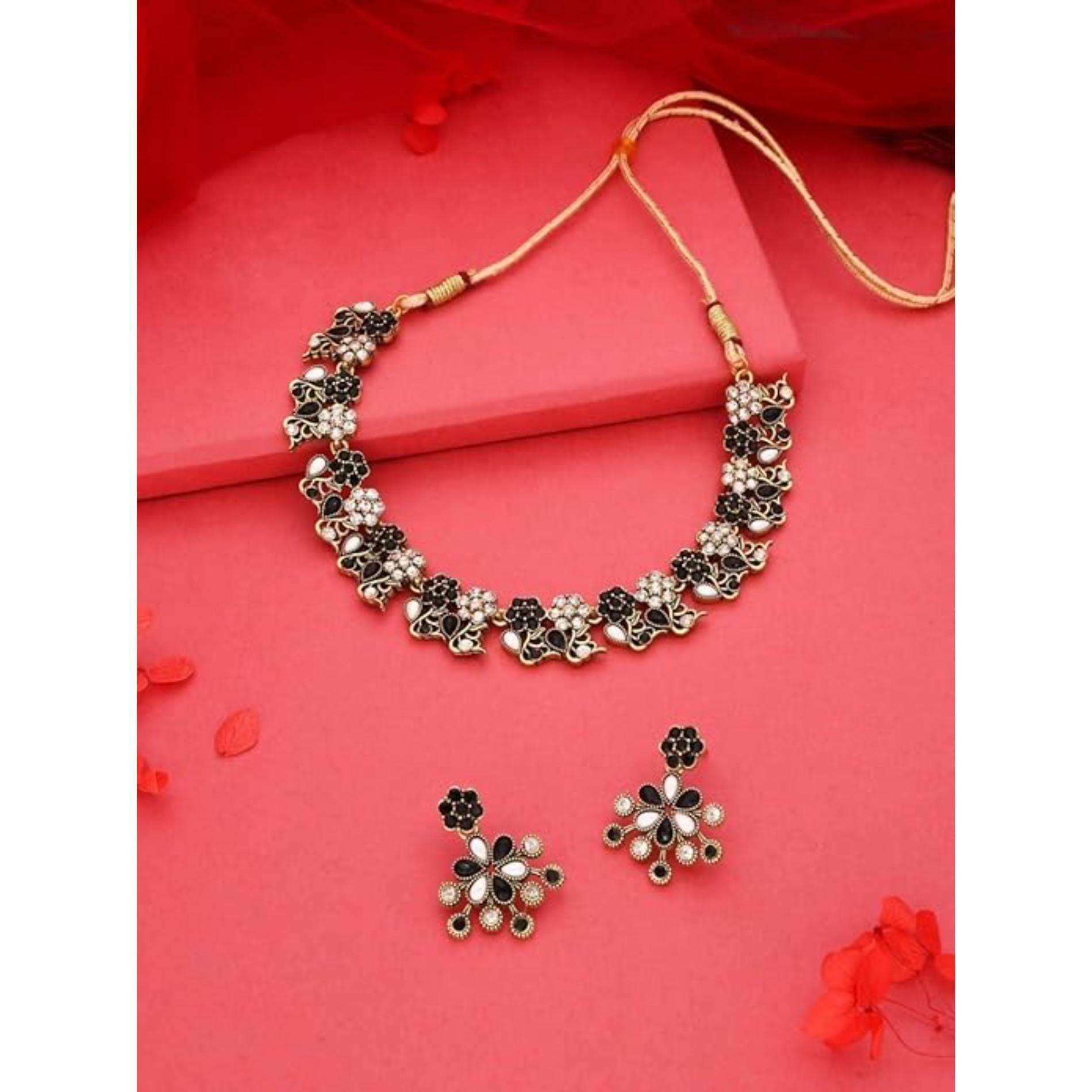 Buy BCOMWALA JEWELS Black & White Gold Tone Traditional