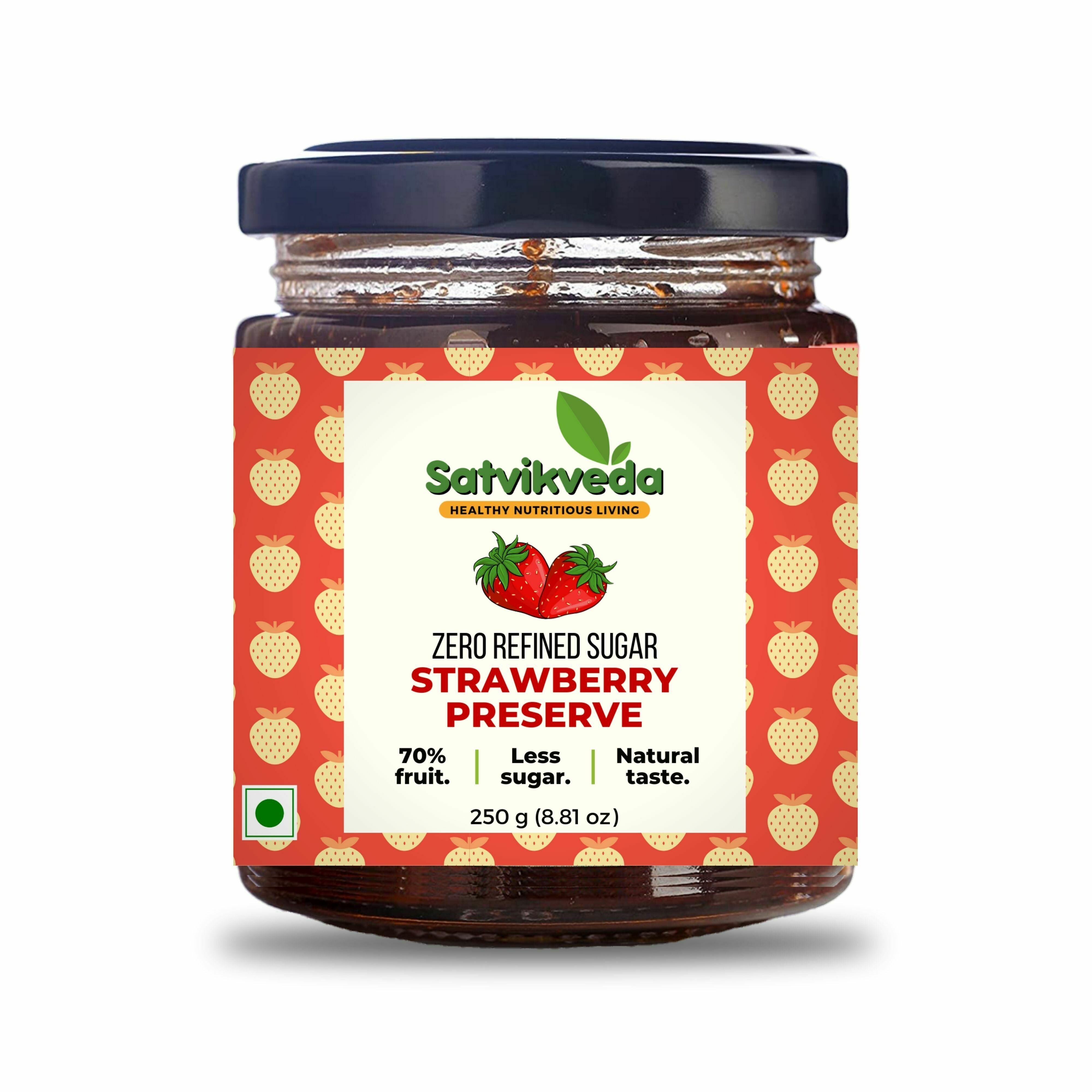 Buy Satvikveda Strawberry Preserve 250 gm | 70% Fresh Strawberries