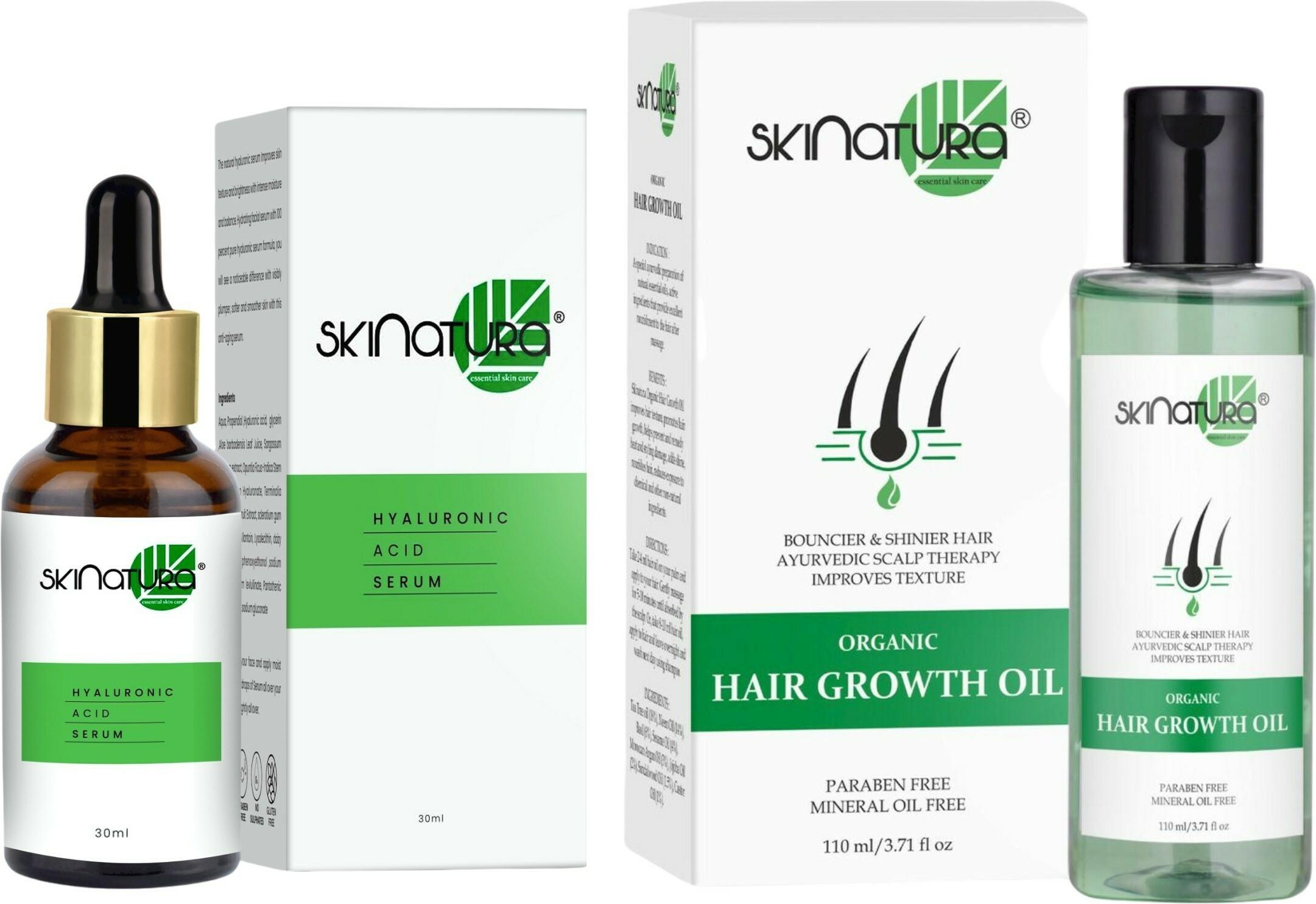 Skinatura Hyaluronic Acid Serum 30 ml & Organic Hair Growth Oil 110 ml for  Men & Women (Pack of 2) - JioMart