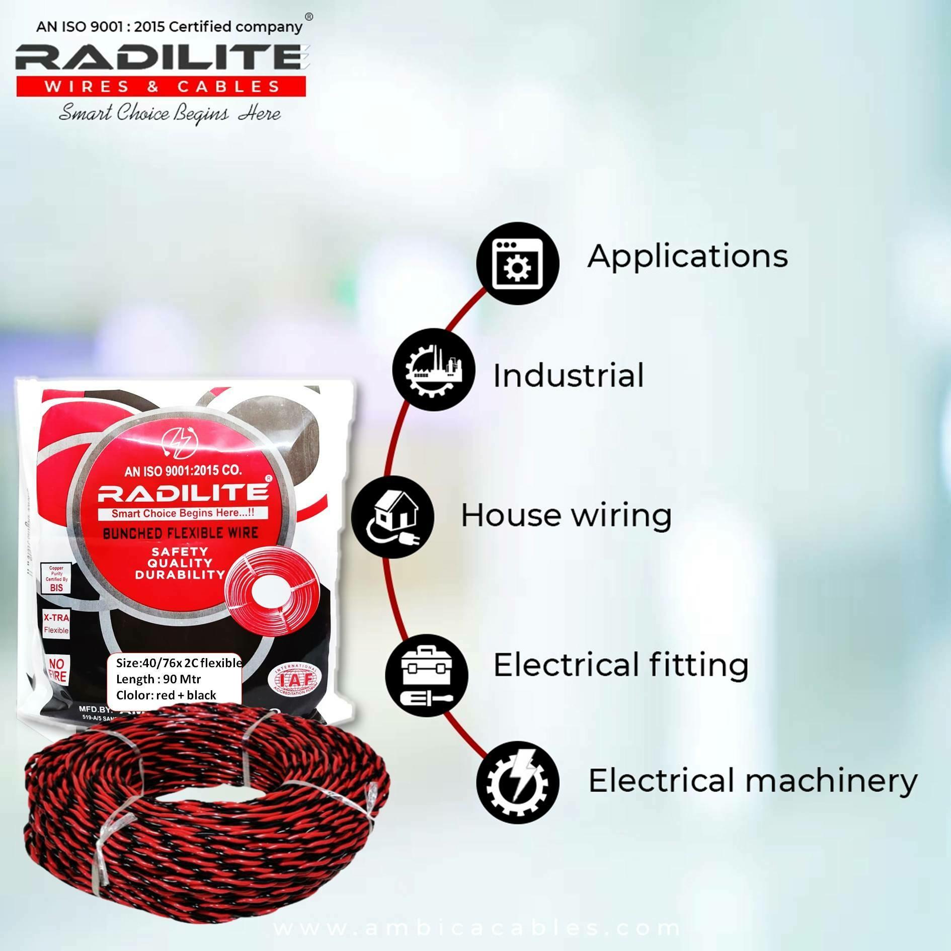 Buy RADILITE 40/76 x 2 core twisted flexible HRFR grade PVC copper