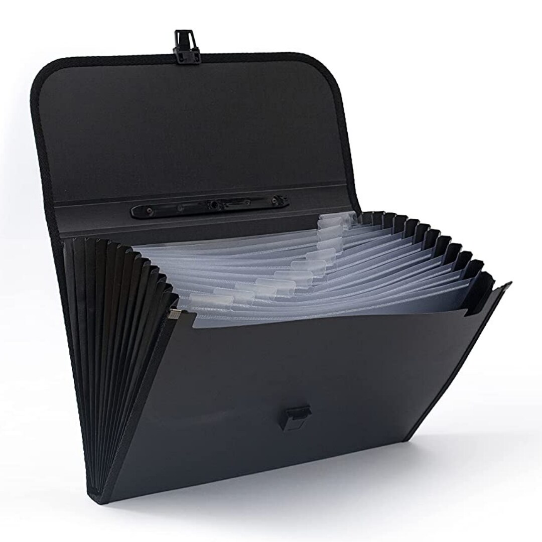 Expanding Plastic File Case Paper Organizer 13 Pockets File Folder Document Bag 