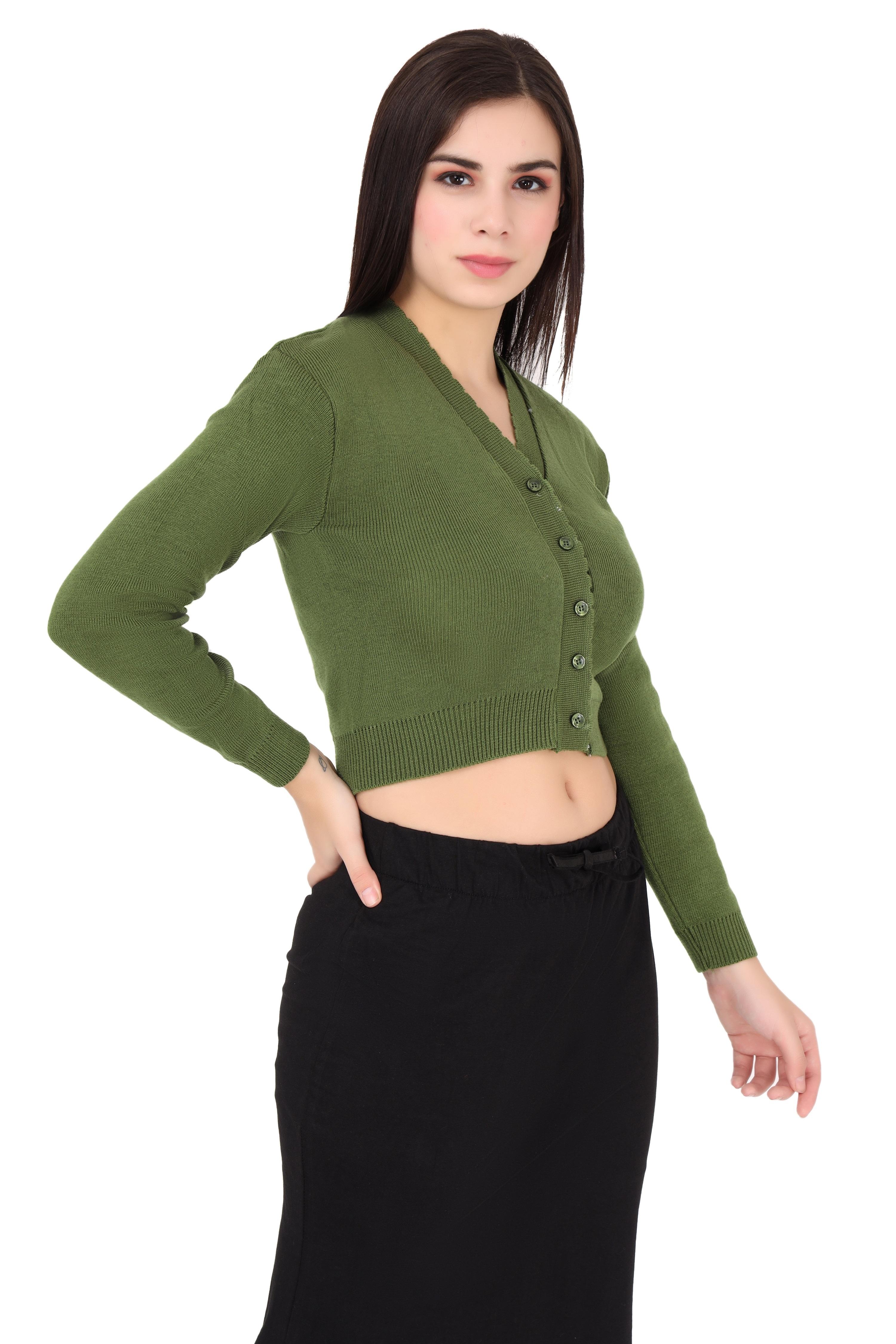 Buy FEMULA V- Neck Women Full Sleeves Stitched Ready to Wear Woollen Blouse  ( Colour Olive Green, Size 38 ) Online at Best Prices in India - JioMart.