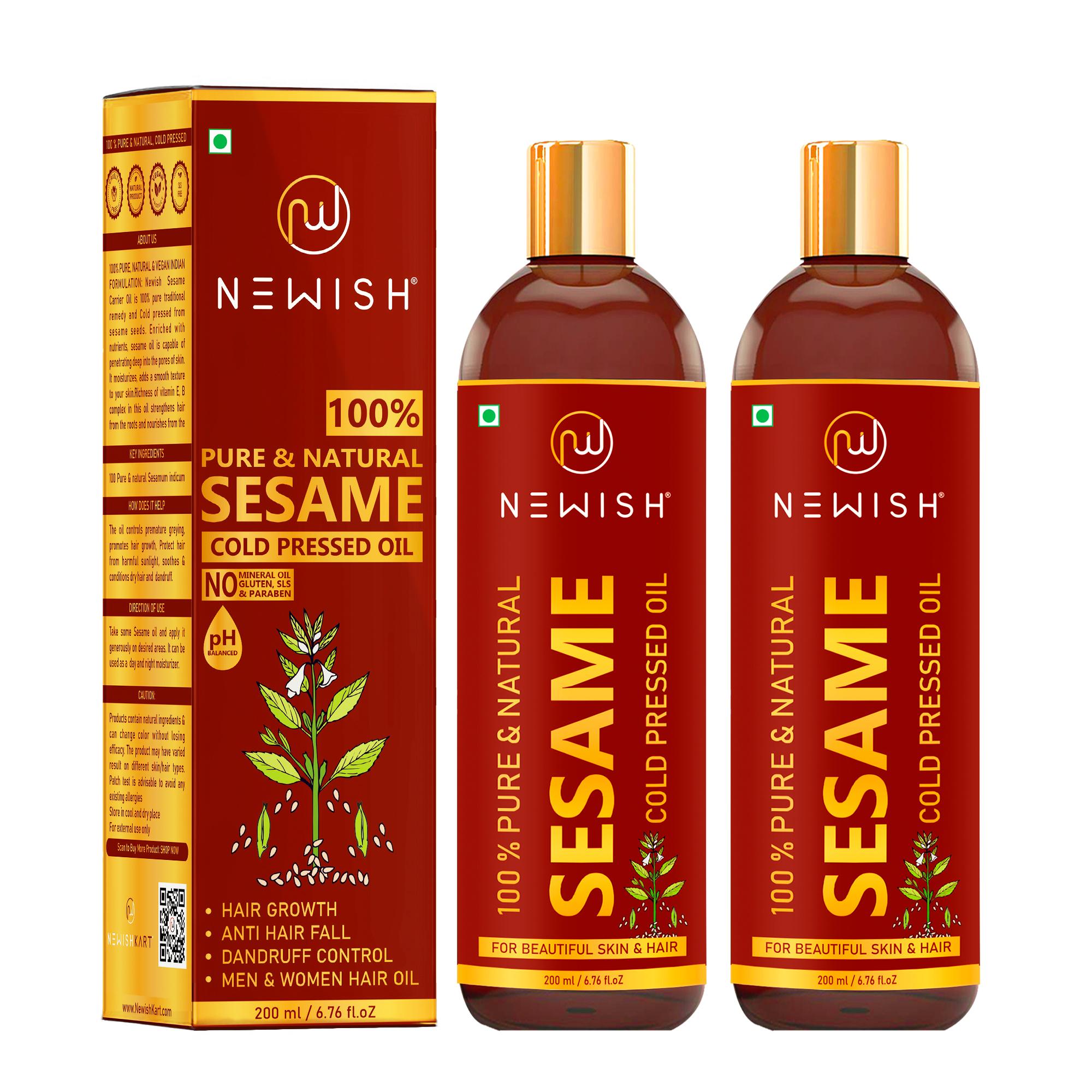 Newish Cold Pressed Sesame oil for Hair, Skin and Massage (Til Ka Tel / Til  Oil) 200ml - 2 - JioMart