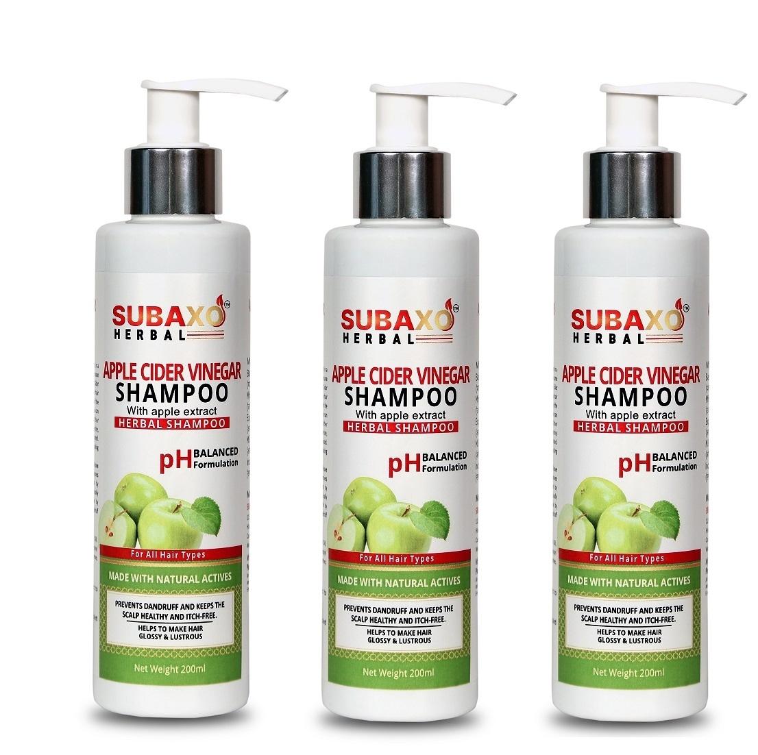 Subaxo Herbal Apple Cider Vinegar Shampoo| Prevent Hair Loss| Make Hair  Glossy| Strong & Long Hair | Pack of 3 -Each 200 ml - JioMart