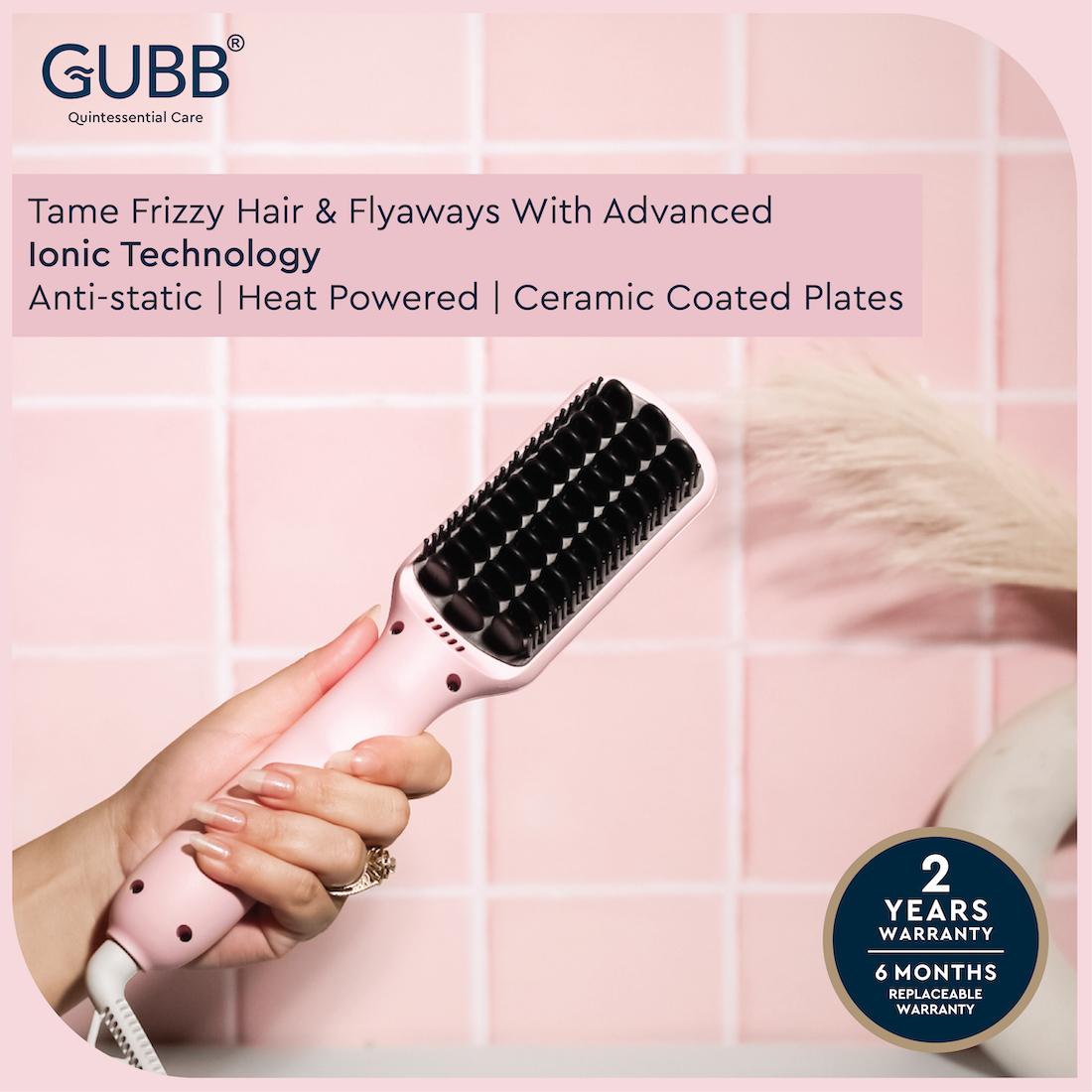 GUBB Hair Straightener Brush with Advanced Ionic Tenchnology for Frizz Free  Hair - (GB-705Y) Pink - JioMart