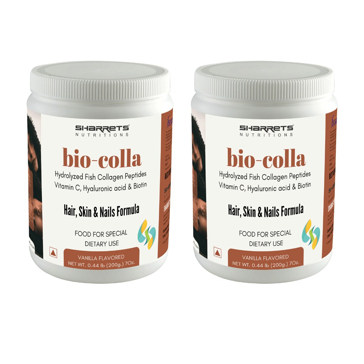 Sharrets Biocolla - Biotin And Fish Collagen for Hair Nails & Skin, Vanilla  200 Gm (Pack Of 2) - JioMart