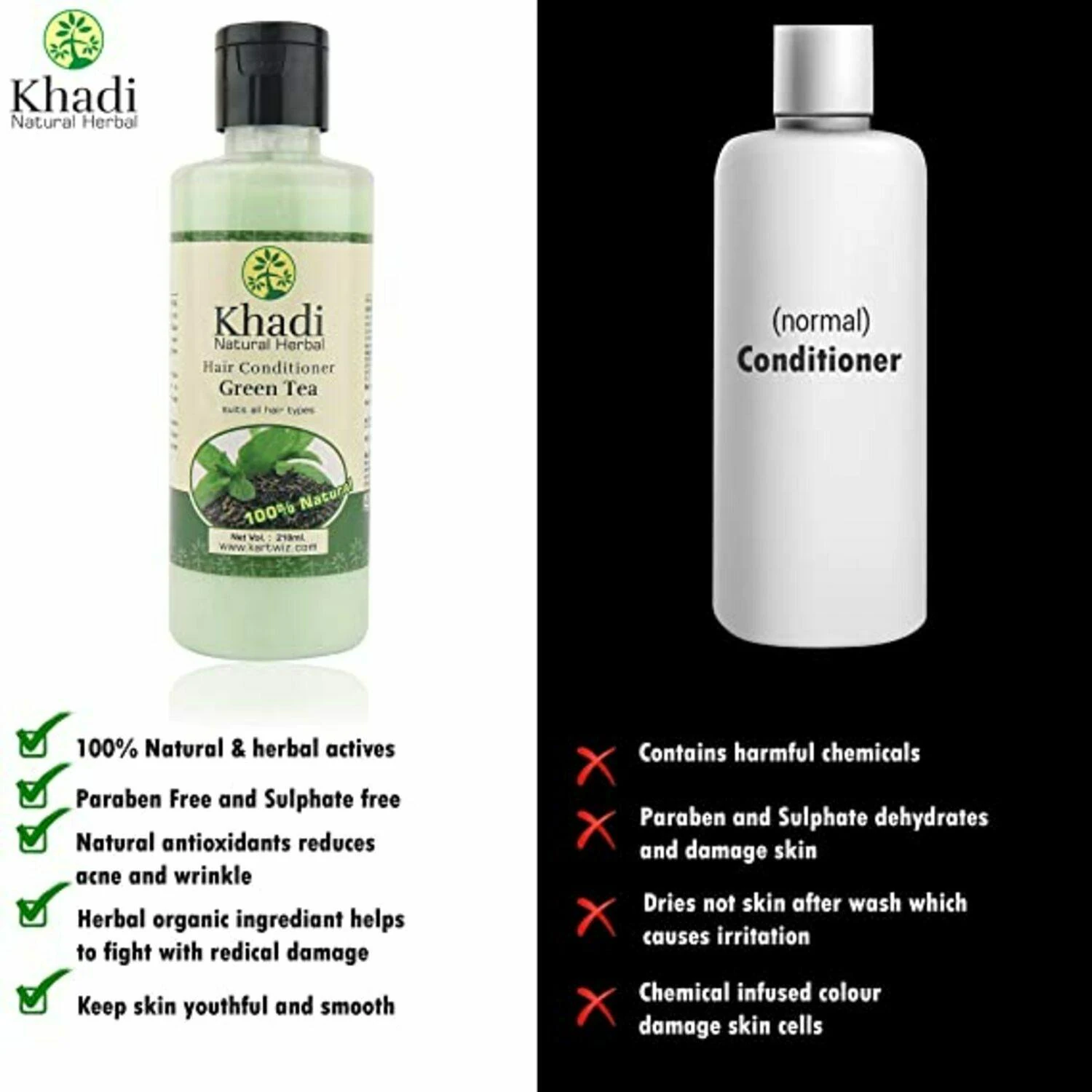 Khadi Natural Herbal Hair Combo Shikakai with Green Tea Conditioner And  Neem Sat Shampoo For Smooth| Shining Hair| Pack of 3 - JioMart