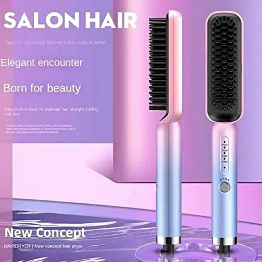 Glowserie Smoothing Straightener Hair Brush Anti-frizz Ionic Ceramic  Electric Hair Straightener Hair Brush with Curlers and Straighteners. -  JioMart