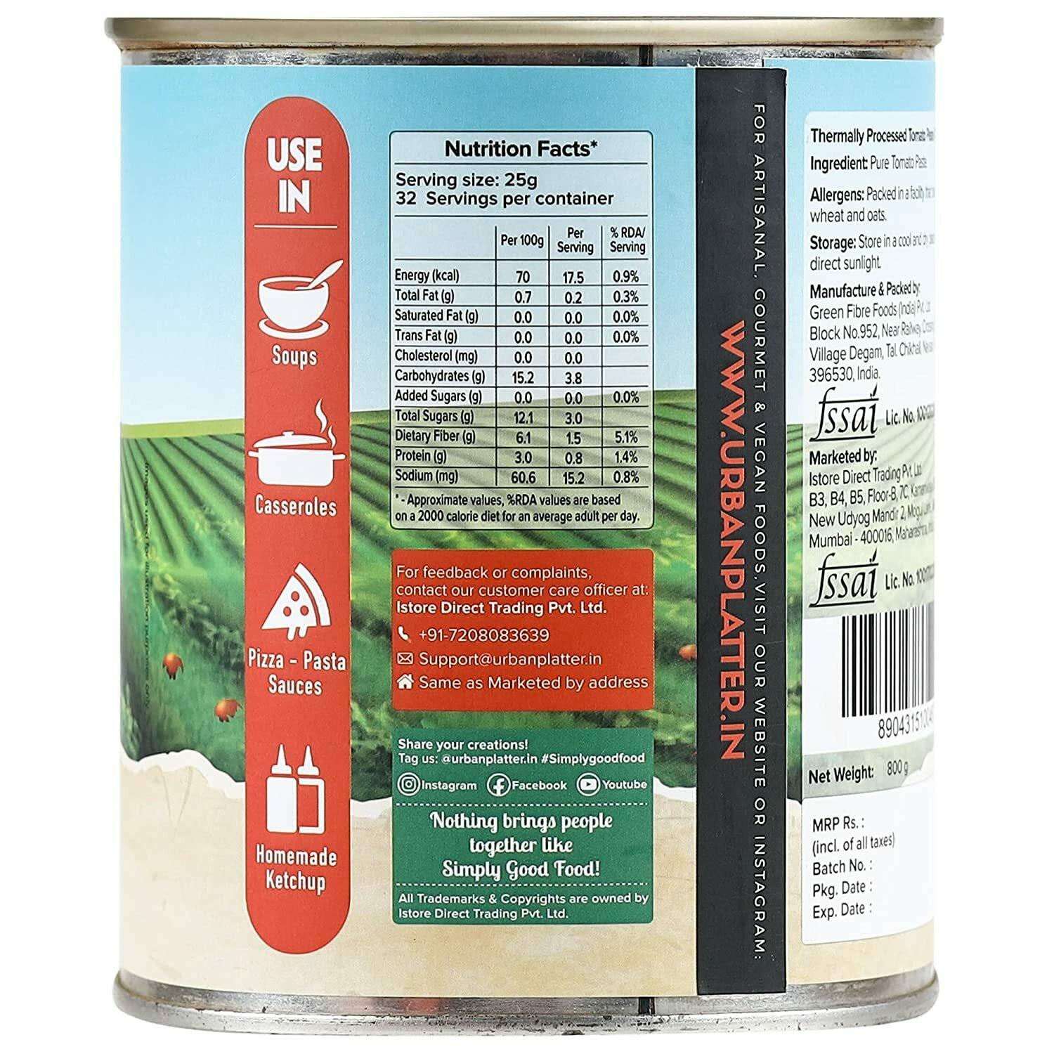 Buy Urban Platter Tomato Paste Can, 800g Online at Best Prices in