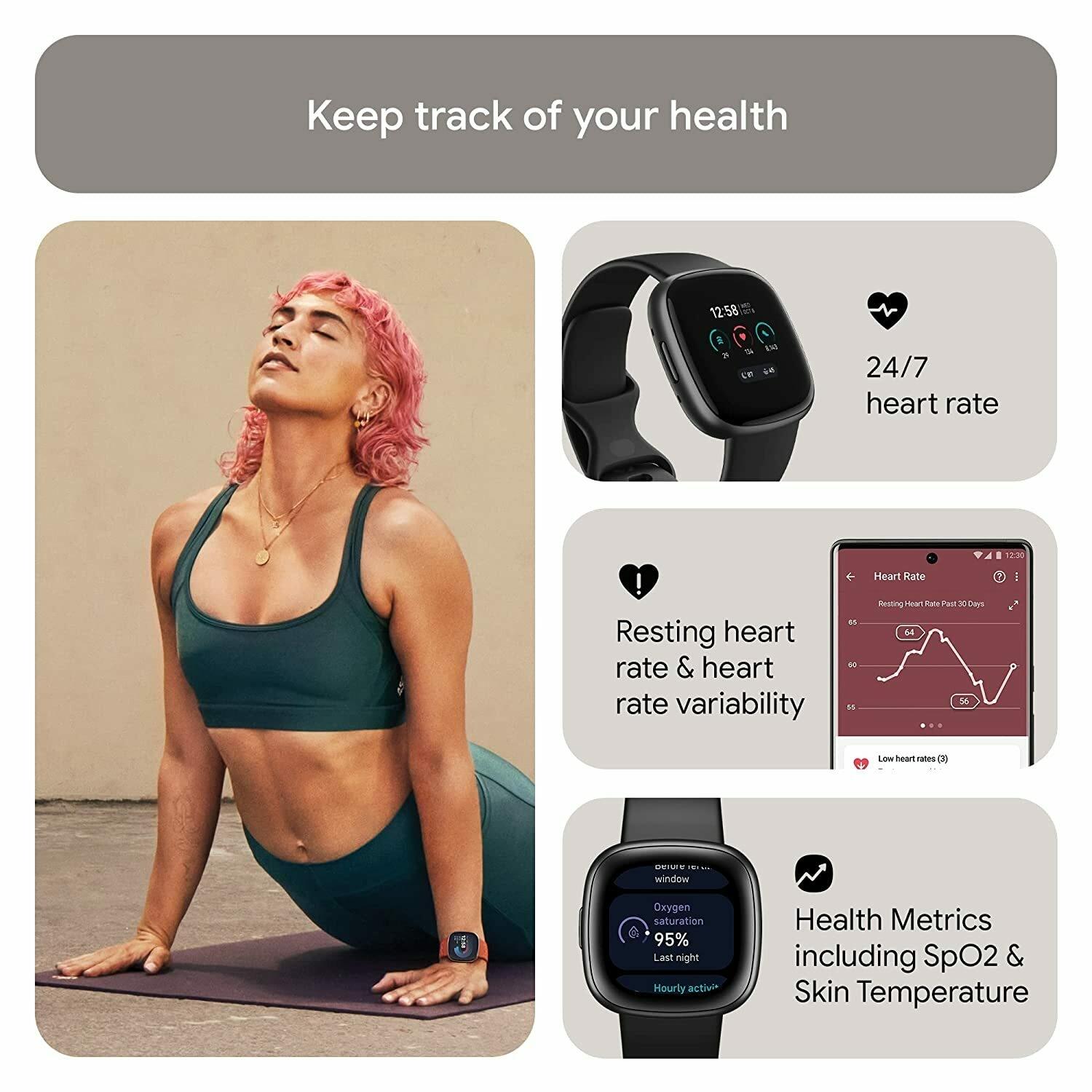 Buy Fitbit Versa 4 Black / Graphite Aluminium Online at Best