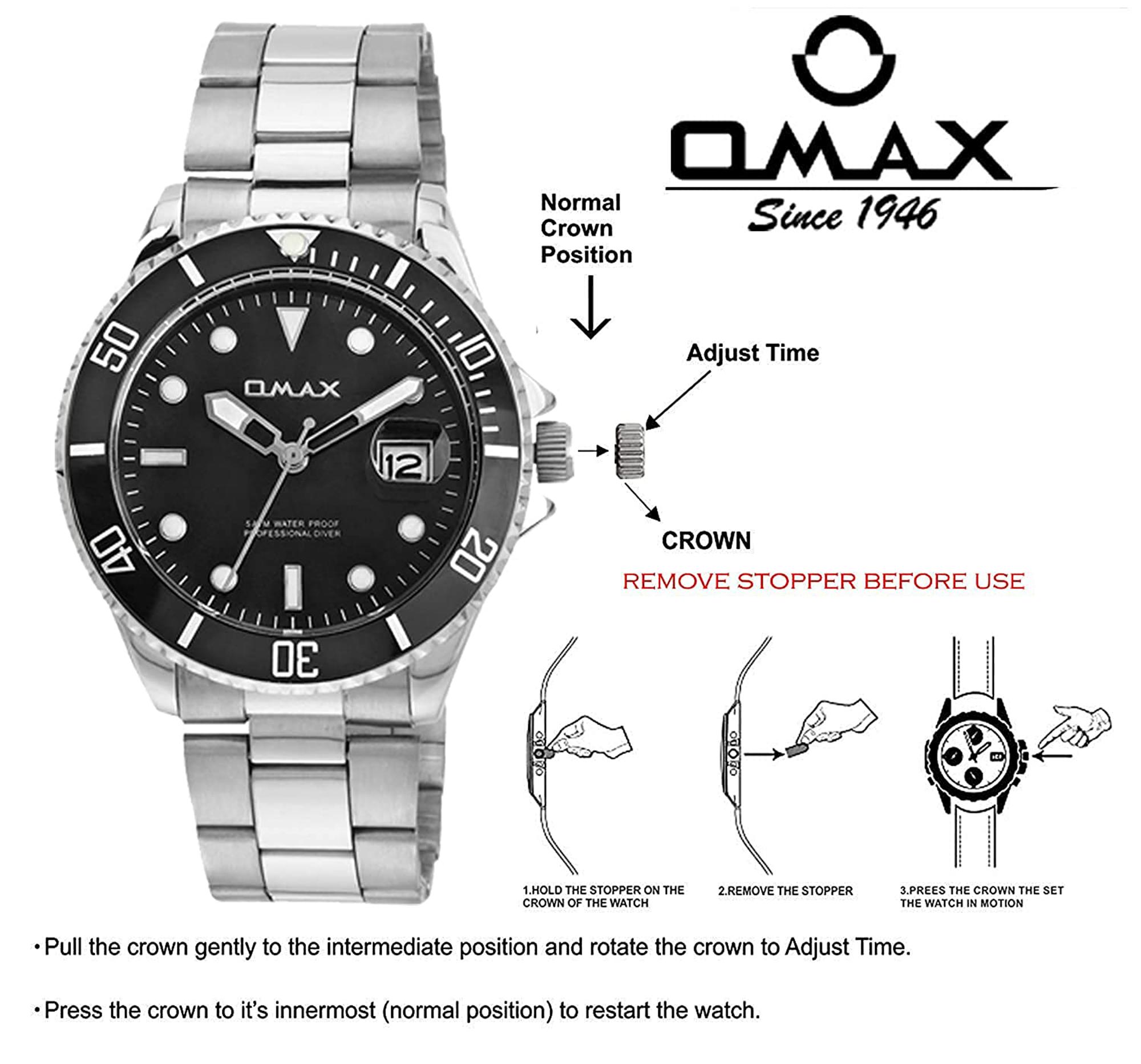 Buy OMAX Analog Black Dial Men's Watch (Black Dial Silver