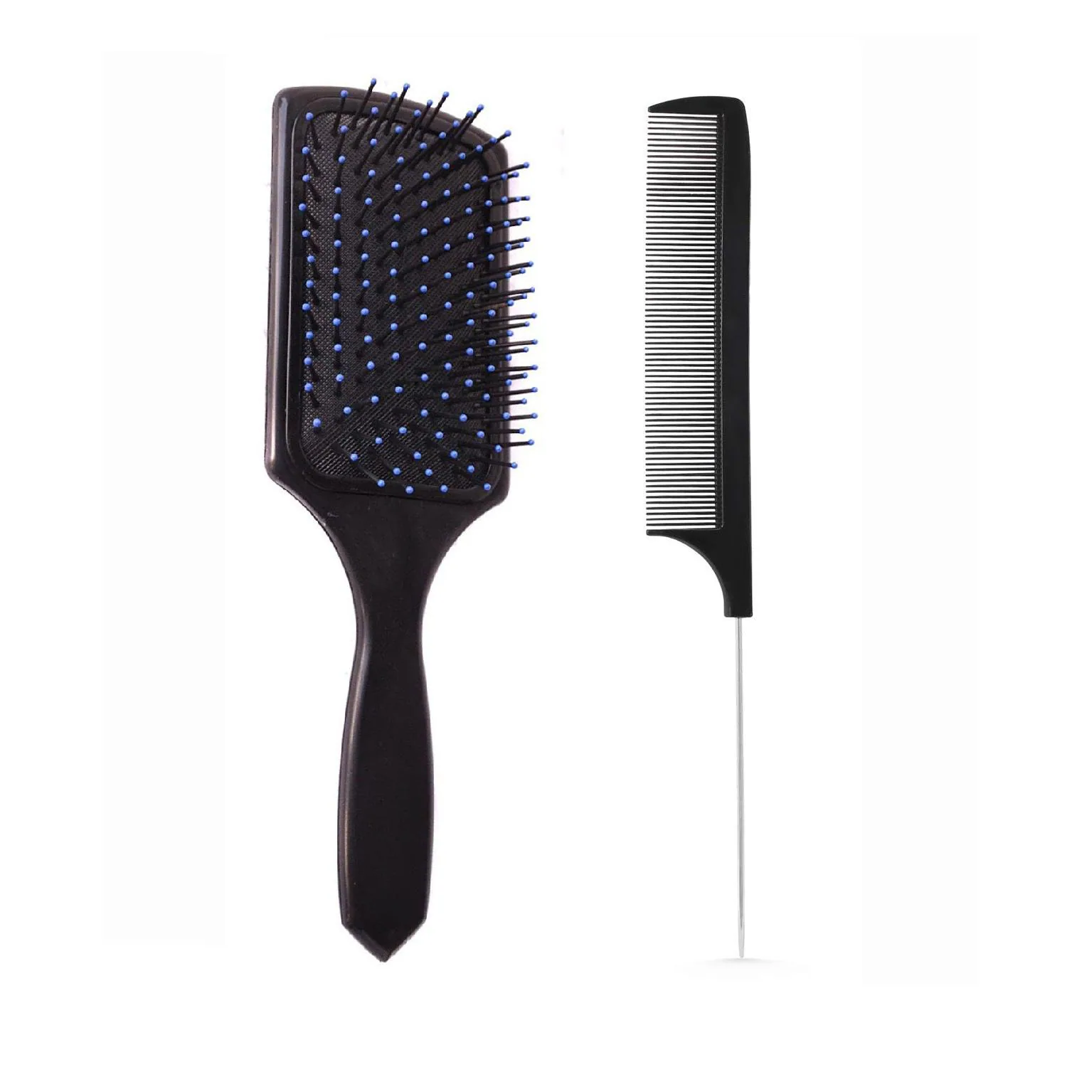 E-DUNIA Best Hair Brush Combo of Black Carbon Rat Tail comb With Steel  handle & Paddle Hair Brush with Soft Nylon Bristles for Women and Men -  JioMart