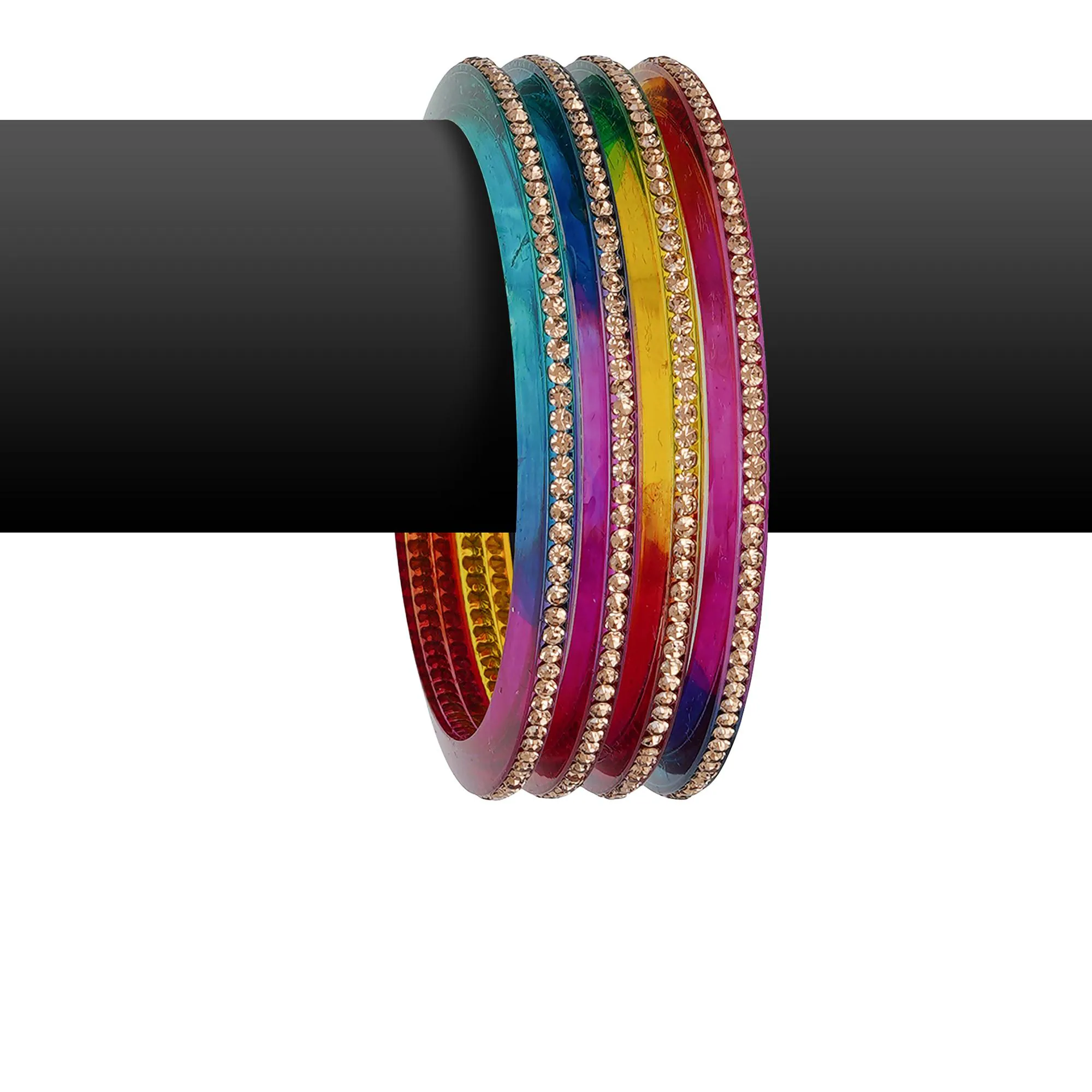 Buy Joyeria Fashions Plastic Stone's Bangles Set (Pack of 4