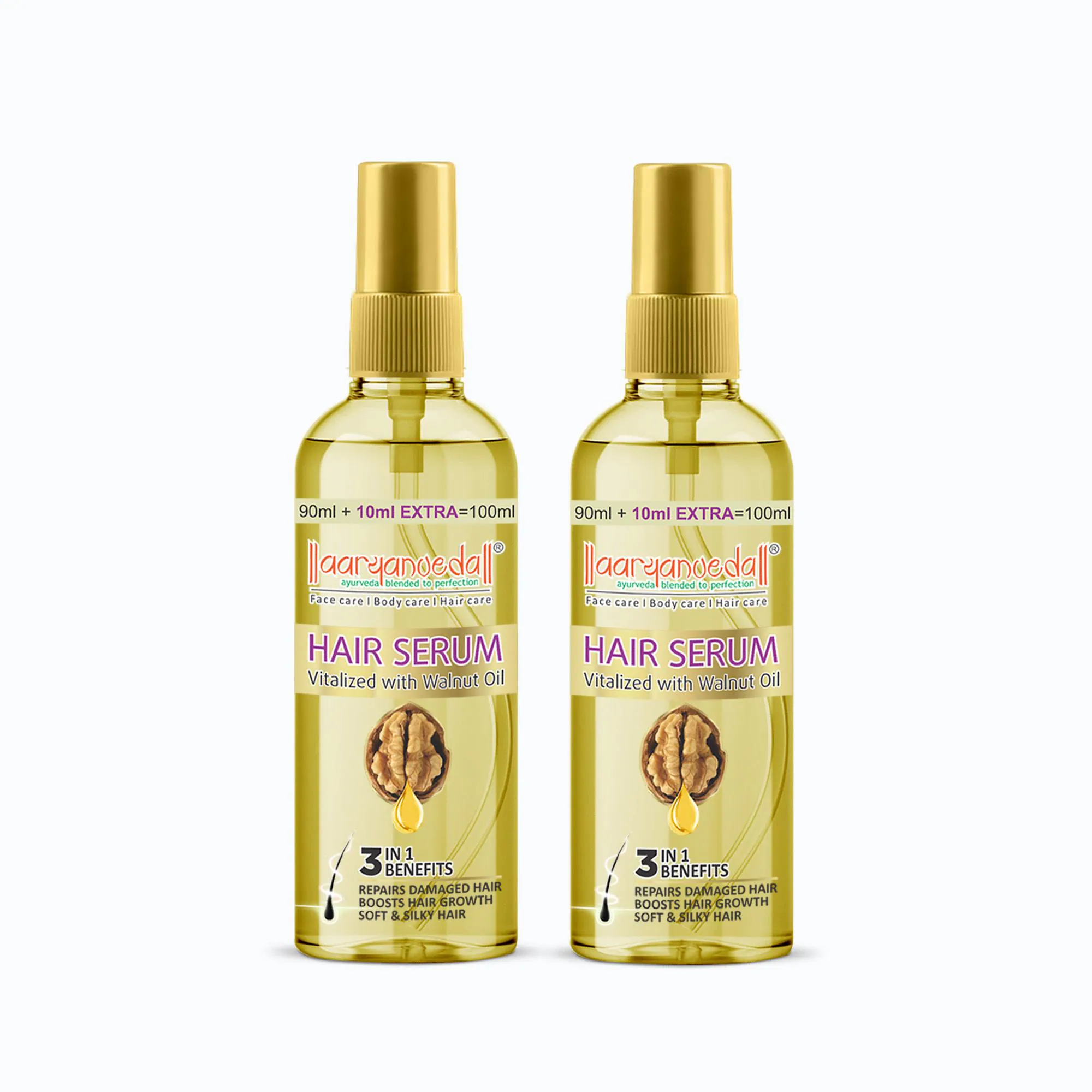 Aryanveda Hair Growth Serum With Walnut Oil & Coconut Oil For Hair  Smoothing, Dry & Frizzy Hair | Men & Women 100 Ml Each (Pack of 2) - JioMart