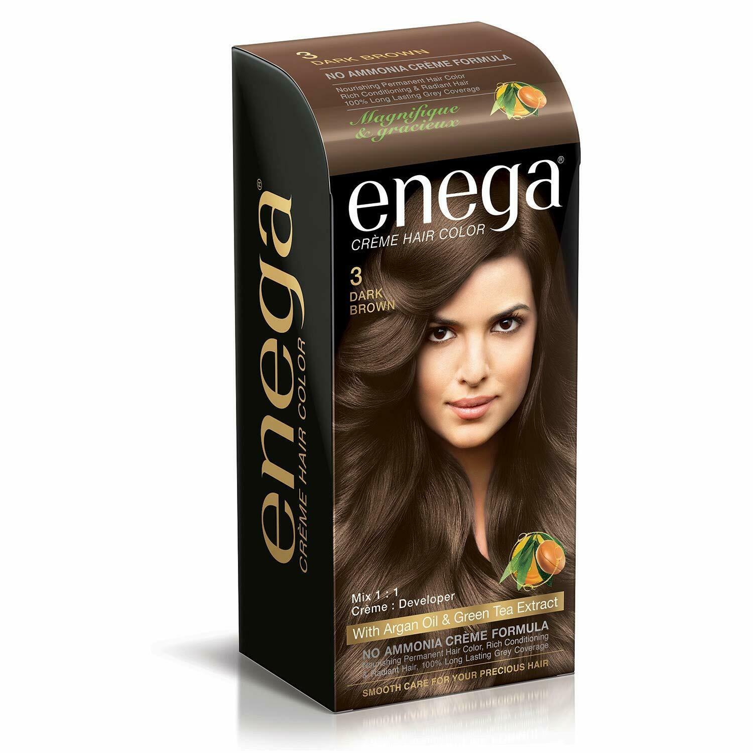 Enega nourishing no ammonia dark brown cream hair color with argan oil & green  tea extract 120ml - JioMart
