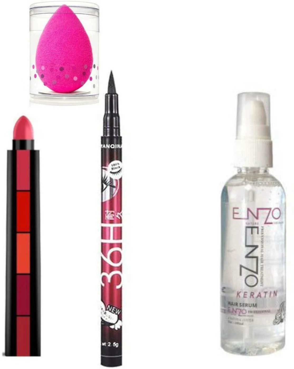 BUYTYA HDA36 H Pen Eyeliner, 5 in 1 Lipsticks, Enzo Keratin Hair Serum 10  ml - JioMart