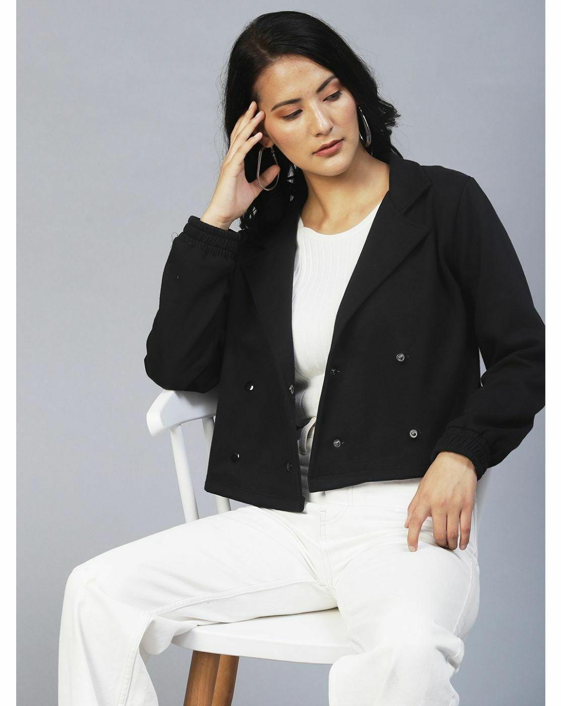 CenturyX Women's Blazer Suit 3/4 Sleeve Cardigan Jacket Suit Business Coat  Formal Slim Office Lady Blazers Black L - Walmart.com