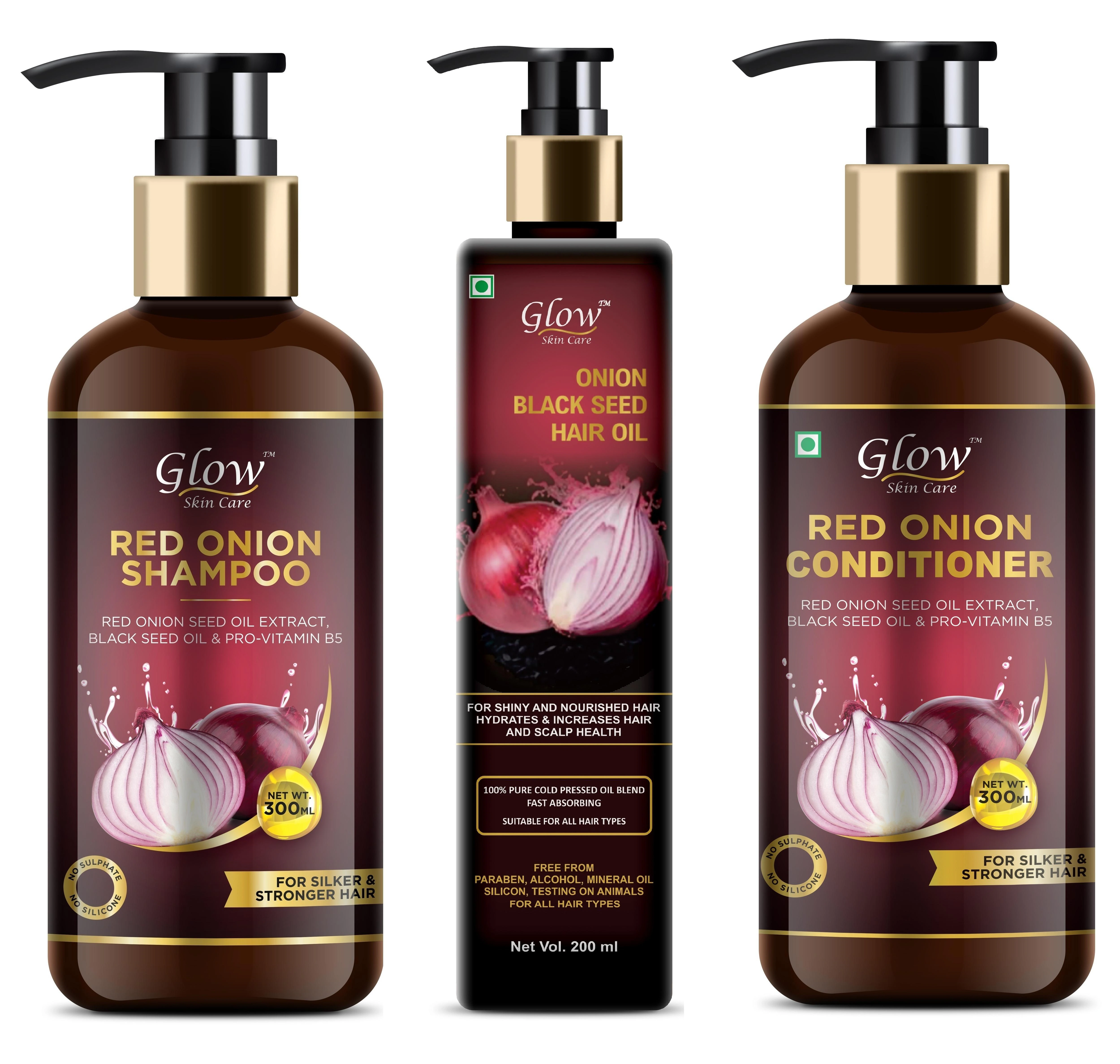Glow Skin Care Onion Oil Ultimate Hair Care Kit (Shampoo + Hair Conditioner  + Hair Oil) 800 ML - JioMart