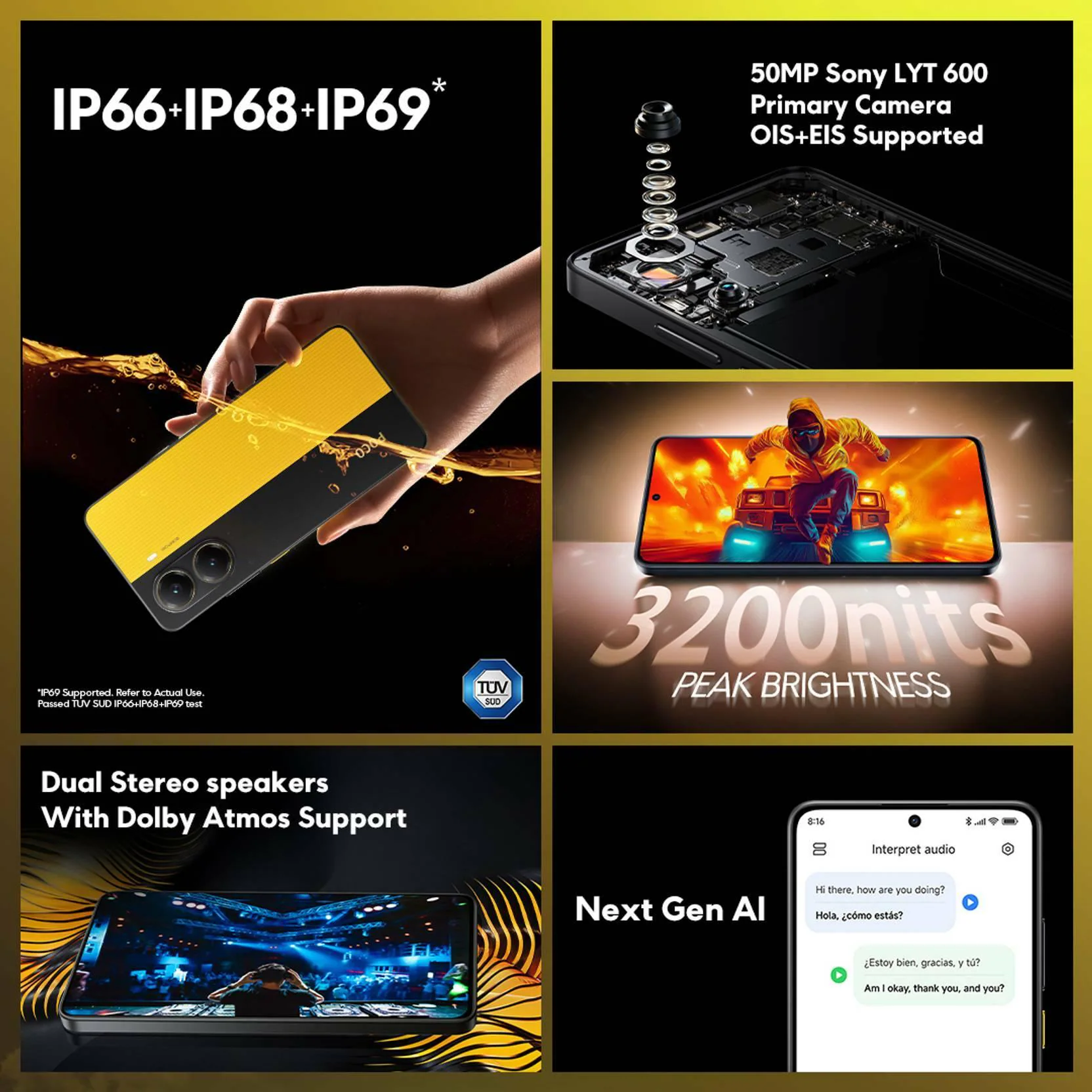 Buy POCO X7 Pro 5G, 12GB Ram, 512GB Storage, Yellow, Smartphone